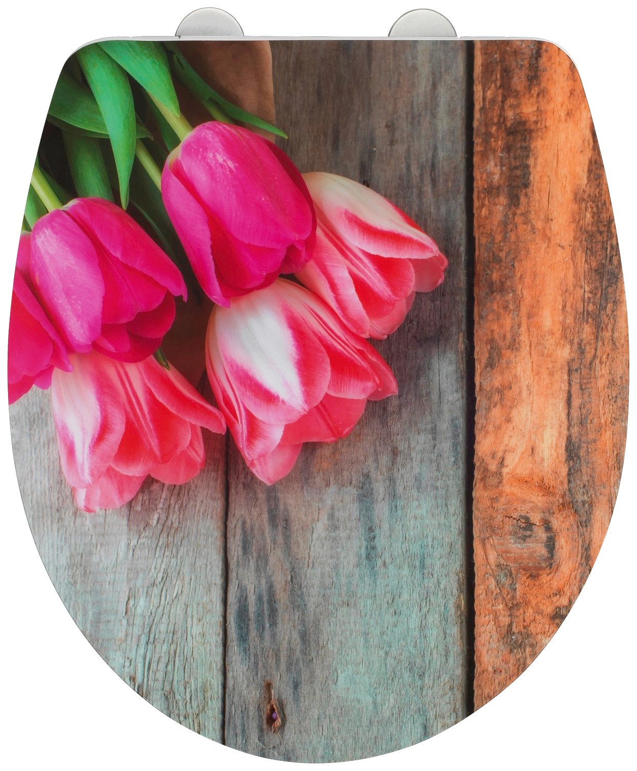 WENKO WC-Sitz »Hochglanz Acryl Tulip«, aus Duroplast, Absenkautomatik, Fix-Clip Hygiene Befestigung