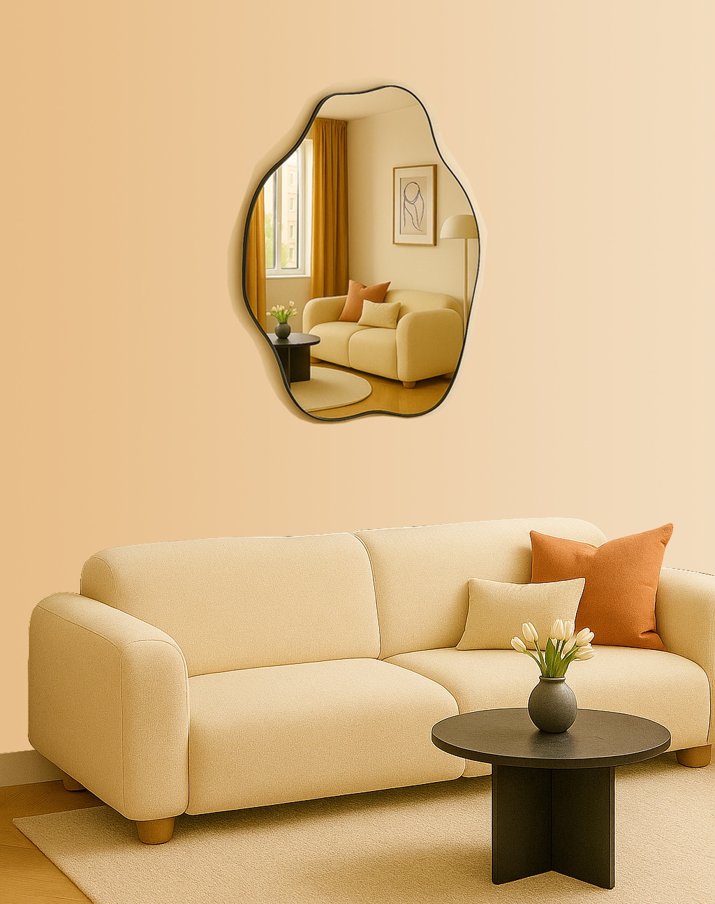 homsy by Ana Johnson Wandspiegel »Missimi, Wanddekoration, 45x55cm« wellenförmig, wolkenförmig, Eleganz mit transparentem Rahmen