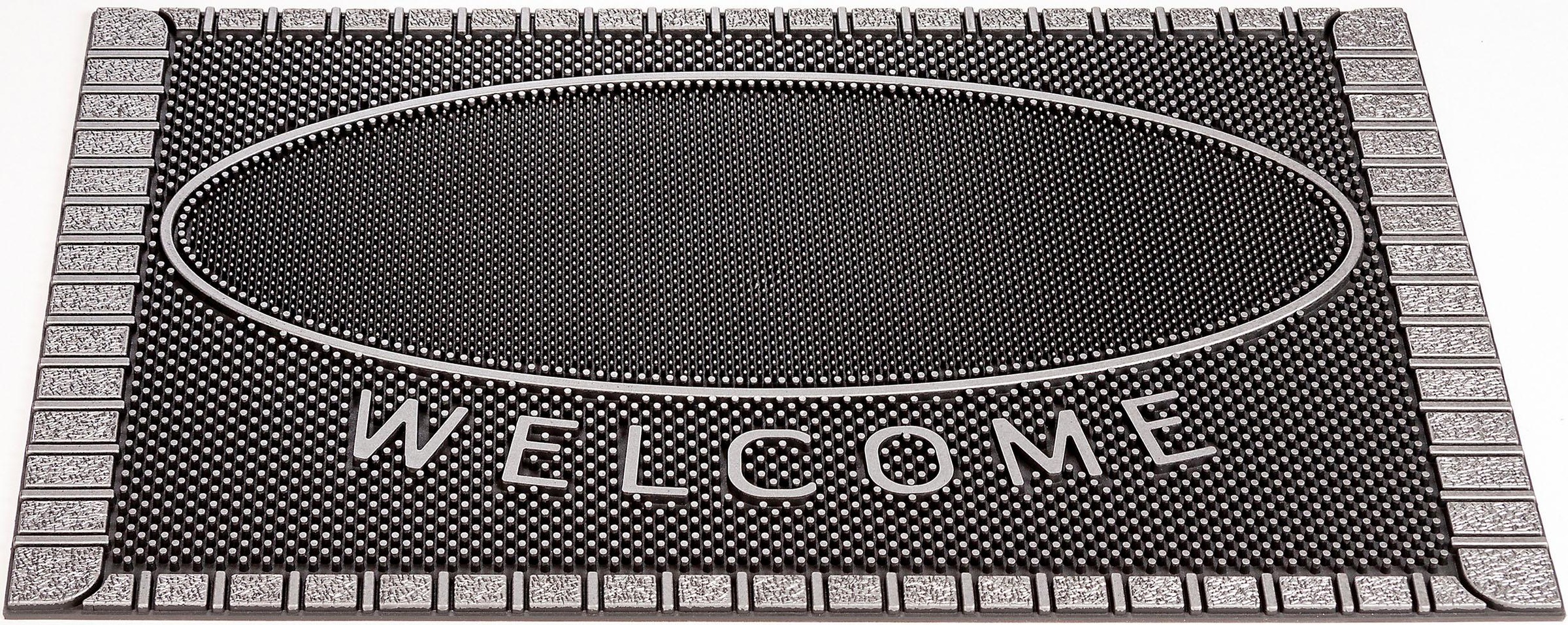 Home2Fashion Fußmatte »SC Clean Welcome«, rechteckig, 8 mm Höhe, Schmutzfangmatte, mit Spruch, robust, In- und Outdoor geeignet