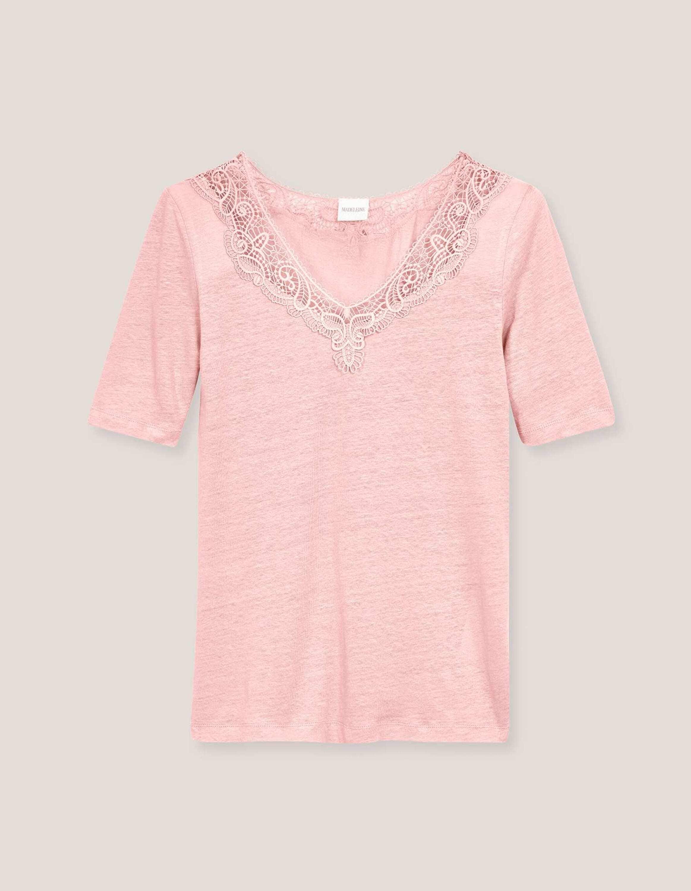 MADELEINE Kurzarmshirt »Shirt Kurzarm-Shirt aus Leinen mit feinem Spitzen-Akzent«