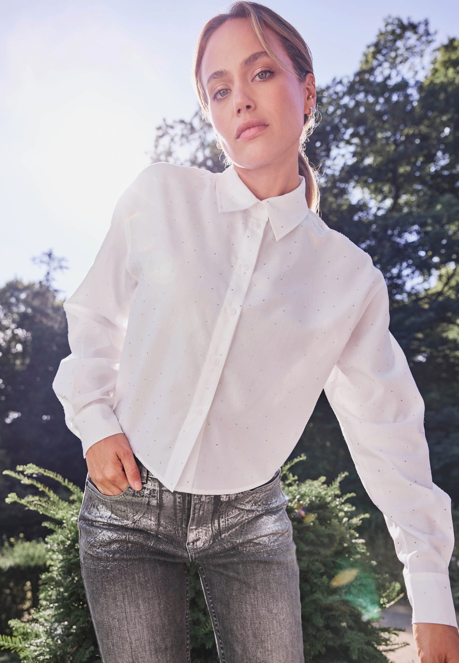 Zero Klassische Bluse »Bluse mit Strasssteinen«