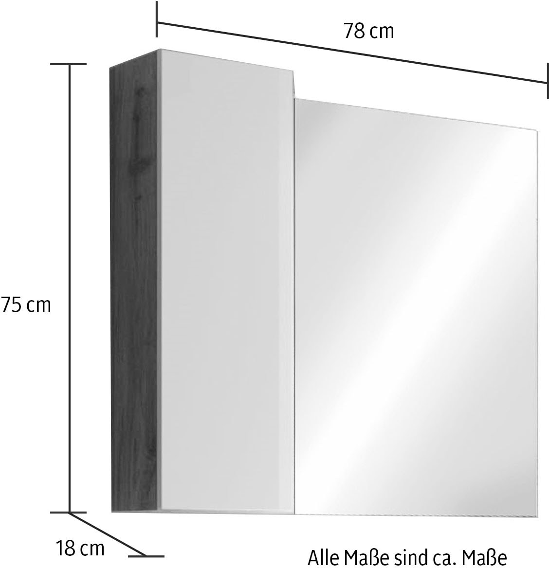 welltime Spiegelschrank »Hamburg« Badspiegelschrank mit 1 Tür, inkl. Beleuchtung LED, Breite 92