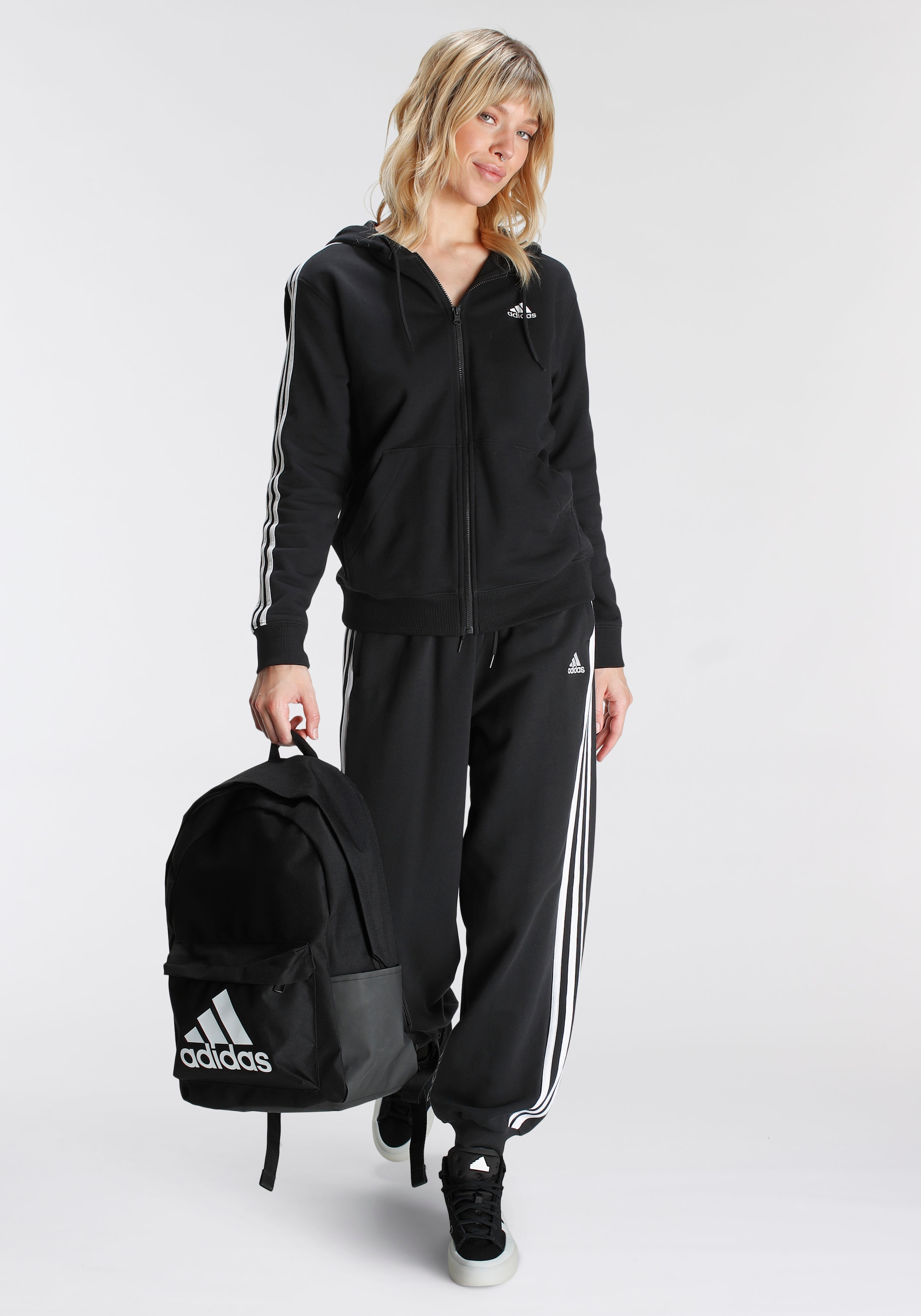 adidas Sportswear Kapuzensweatjacke »ESSENTIALS 3STREIFEN FRENCH TERRY REGULAR KAPUZENJACKE«