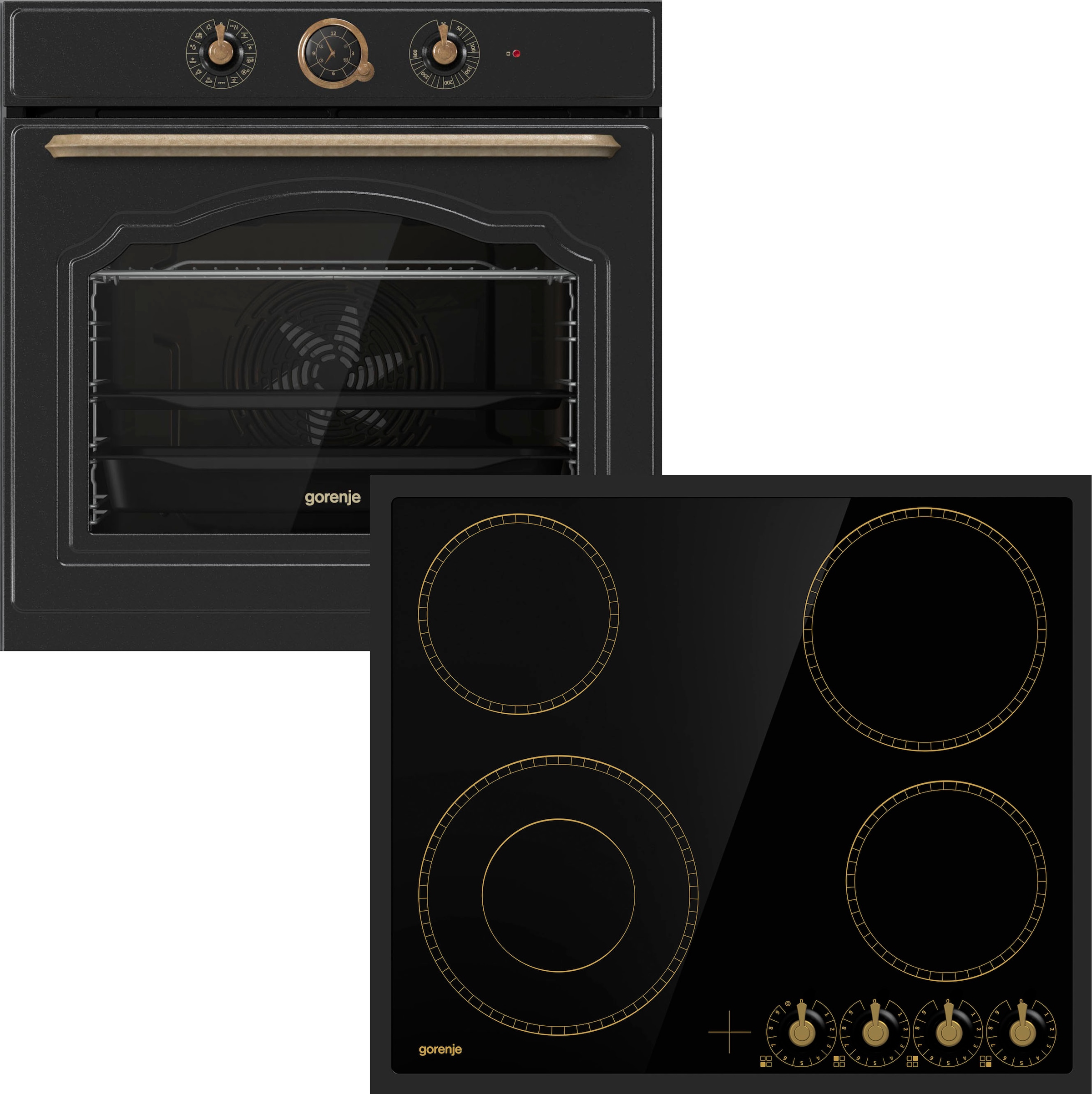Gorenje Backofen-Set »BOS67371CLB« ecoClean AirFry-Funktion in schwarz, Größe 0