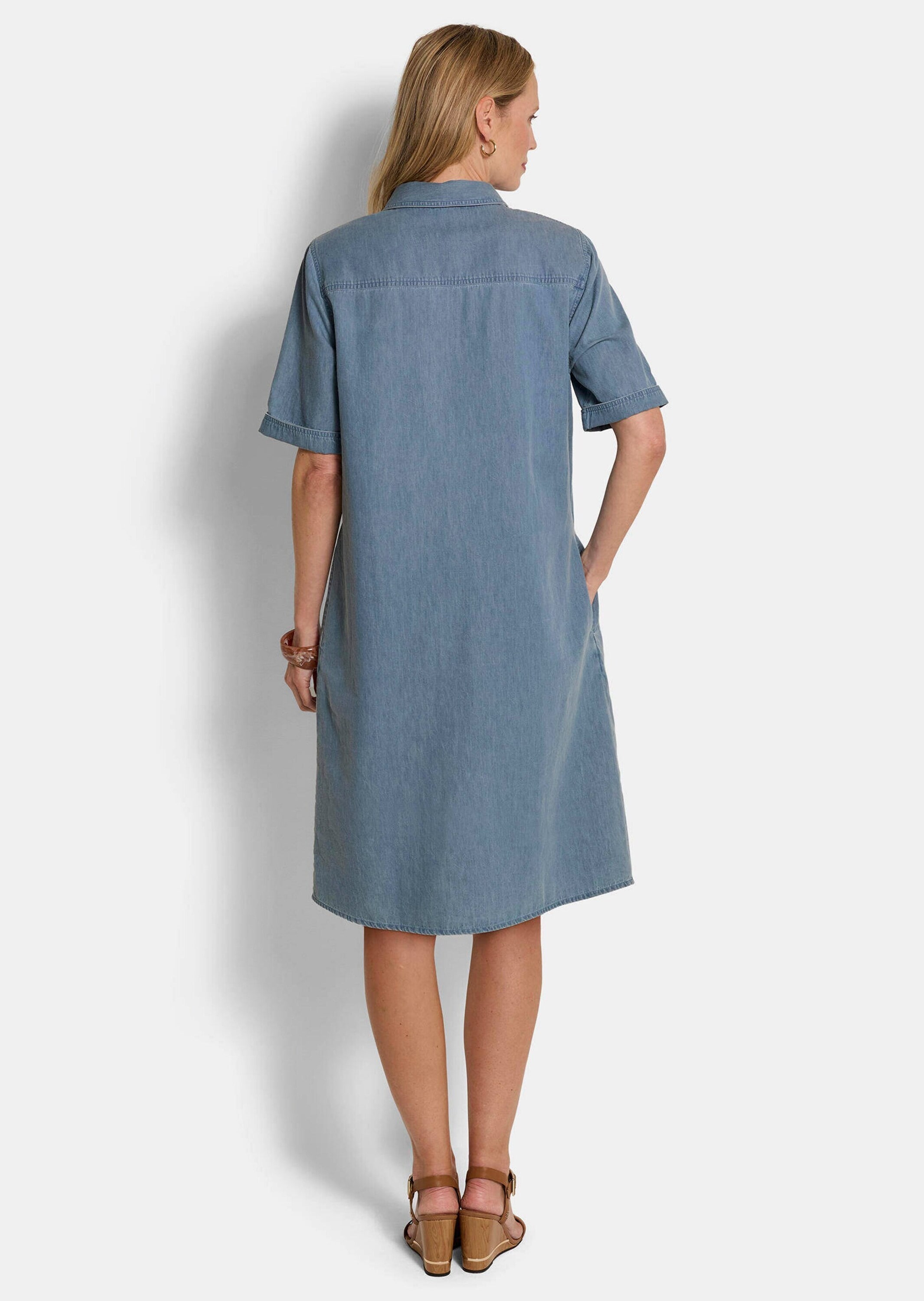 GOLDNER Sommerkleid »Kurzgröße Baumwollkleid mit heller Waschung« Ohne Taschen Nahttaschen an der Seite