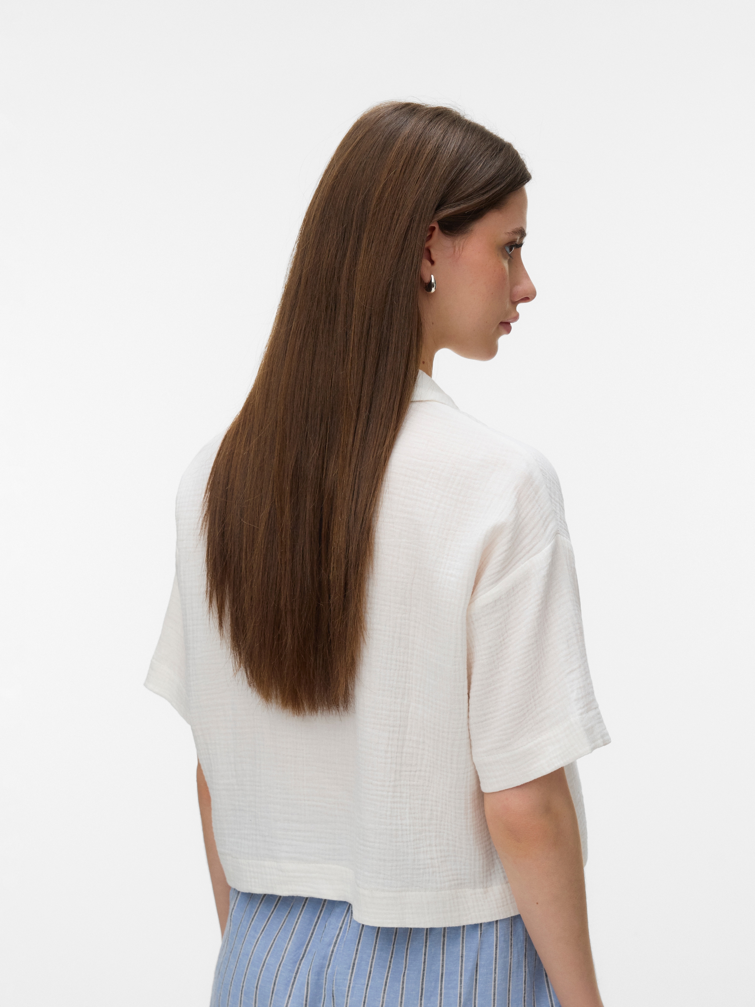 Vero Moda Kurzarmbluse »VMNATALI SS CROP SHIRT WVN NOOS« Baumwolle, verkürzte Form