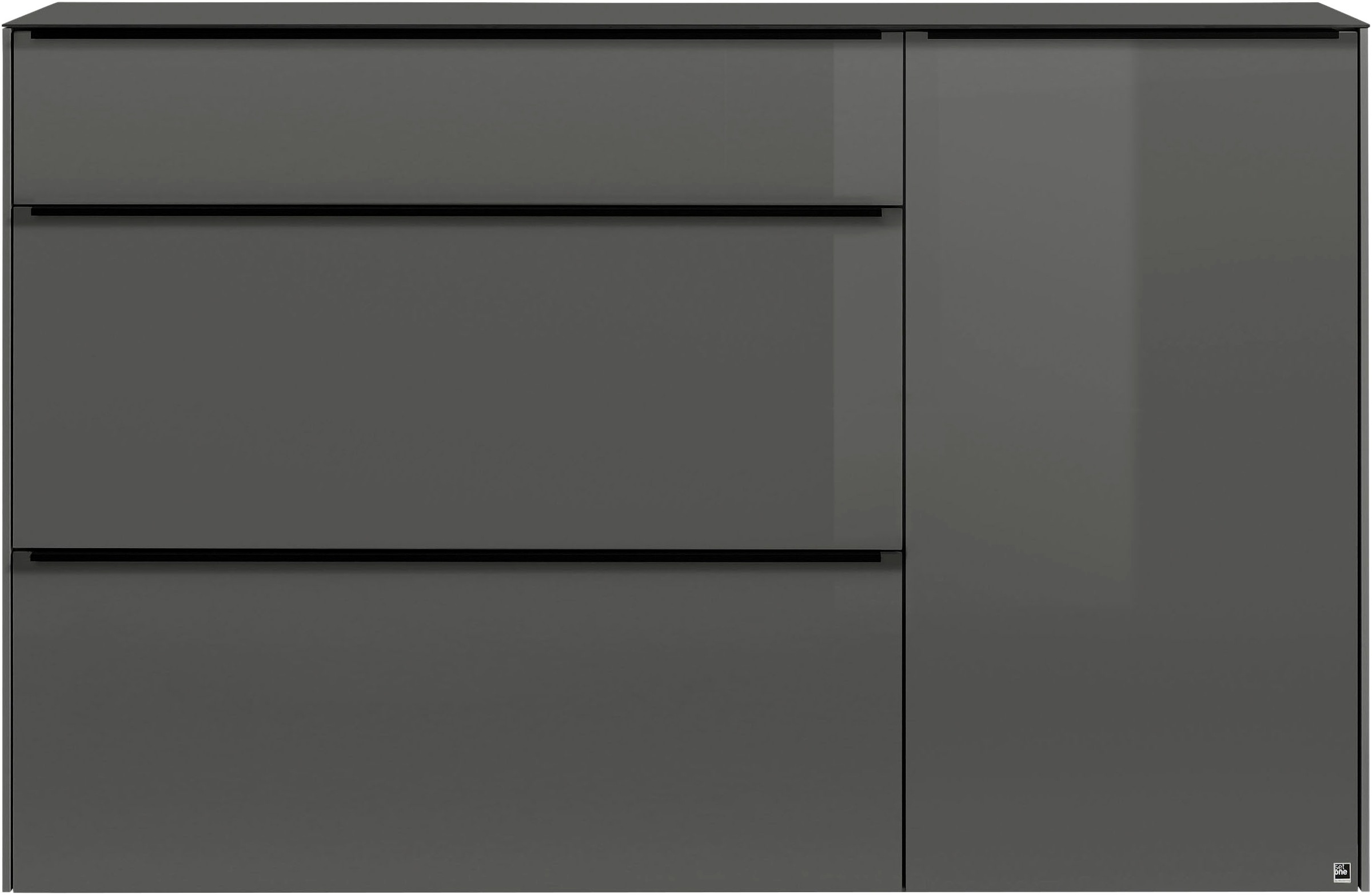 set one by Musterring Sideboard »reno-Dielen« 1 Stk. tlg. 1 Schubkasten, 2 Klappen, 1 Tür, Glasfronten in 2 Farben, 160 x 104 cm