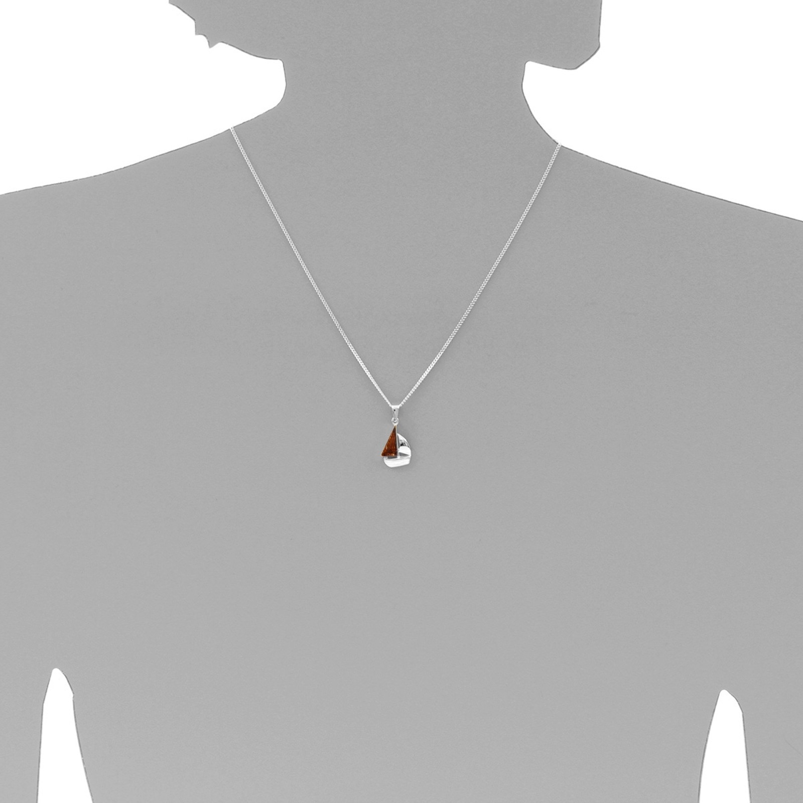 OSTSEE-SCHMUCK Kette mit Anhänger »- Schiffchen - Silber 925/000 - Bernstein«