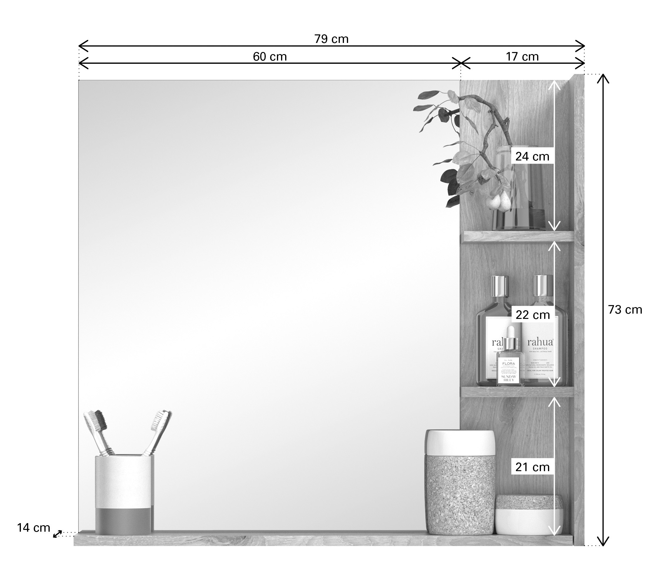 INOSIGN Badmöbel-Set »Riga, 3 teilig, inklusive Keramik-Aufsatzwaschbecken, bestehend aus:«, (Set, 3 St.), Waschtisch-Set, Hängeschrank, Badspiegel