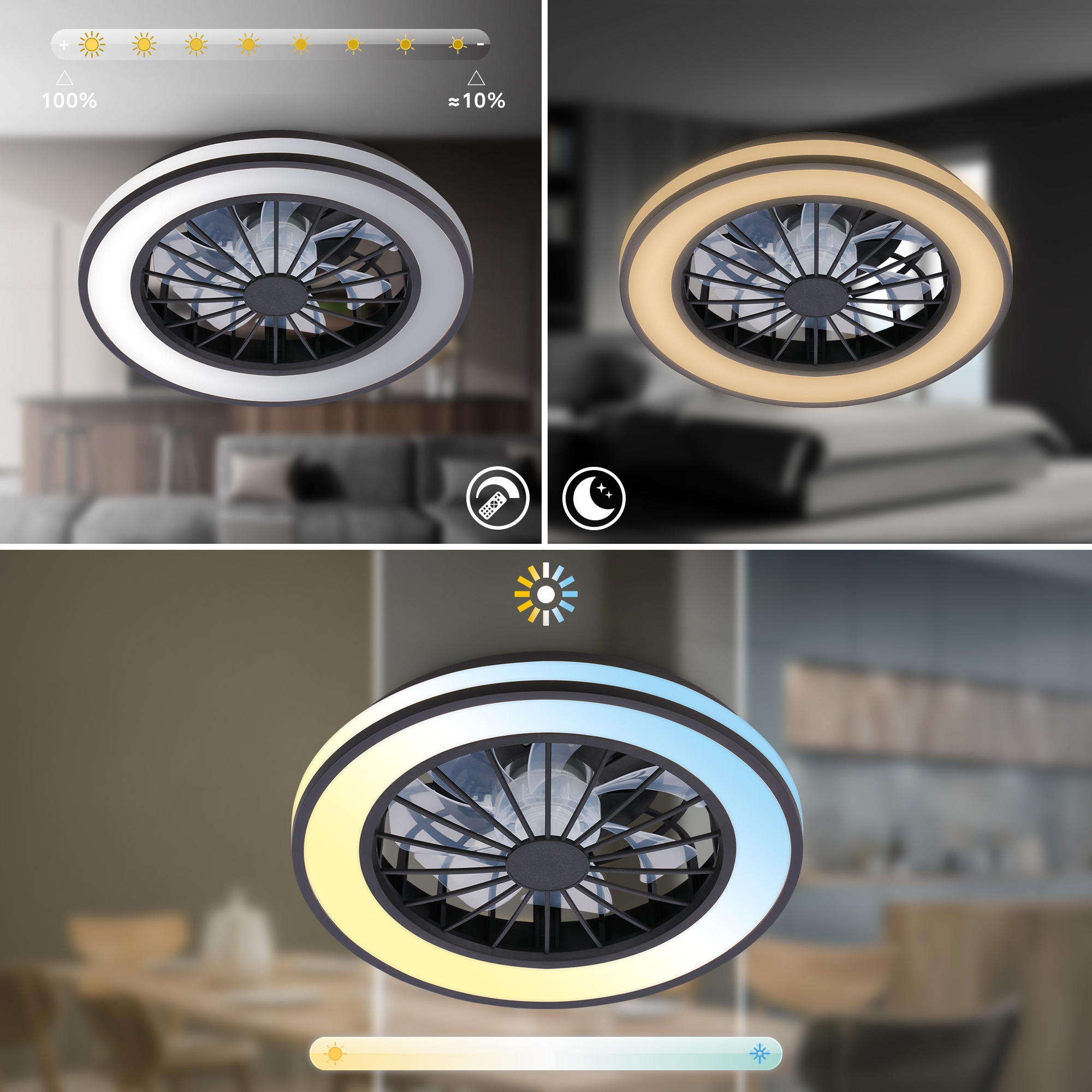 Briloner Leuchten LED Deckenleuchte »VENTURO« LED-Board 1 Stk. warmweiß - kaltweiß 38 x 14 cm (DxH), Schlafzimmer, Wohnzimmer, Esszimmer, Flur, Küche