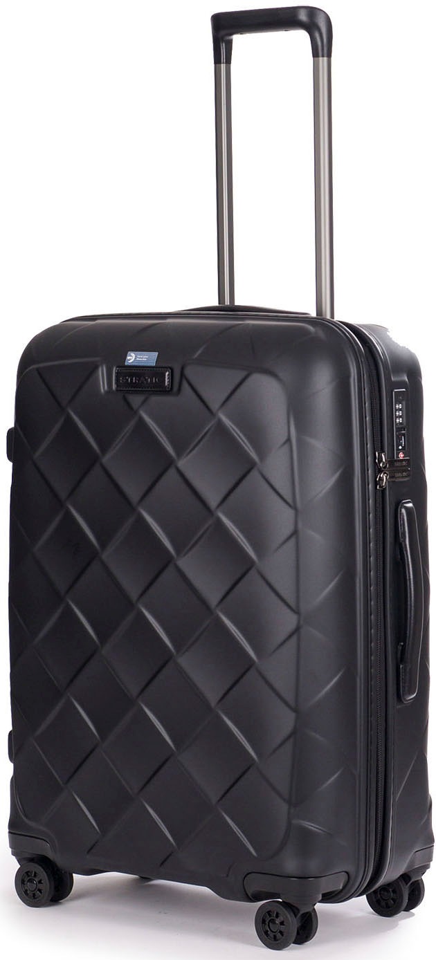 Stratic Hartschalen-Trolley »Leather&More M, matt black«, 4 Rollen, Reisekoffer Reisegepäck Aufgabegepäck TSA-Zahlenschloss