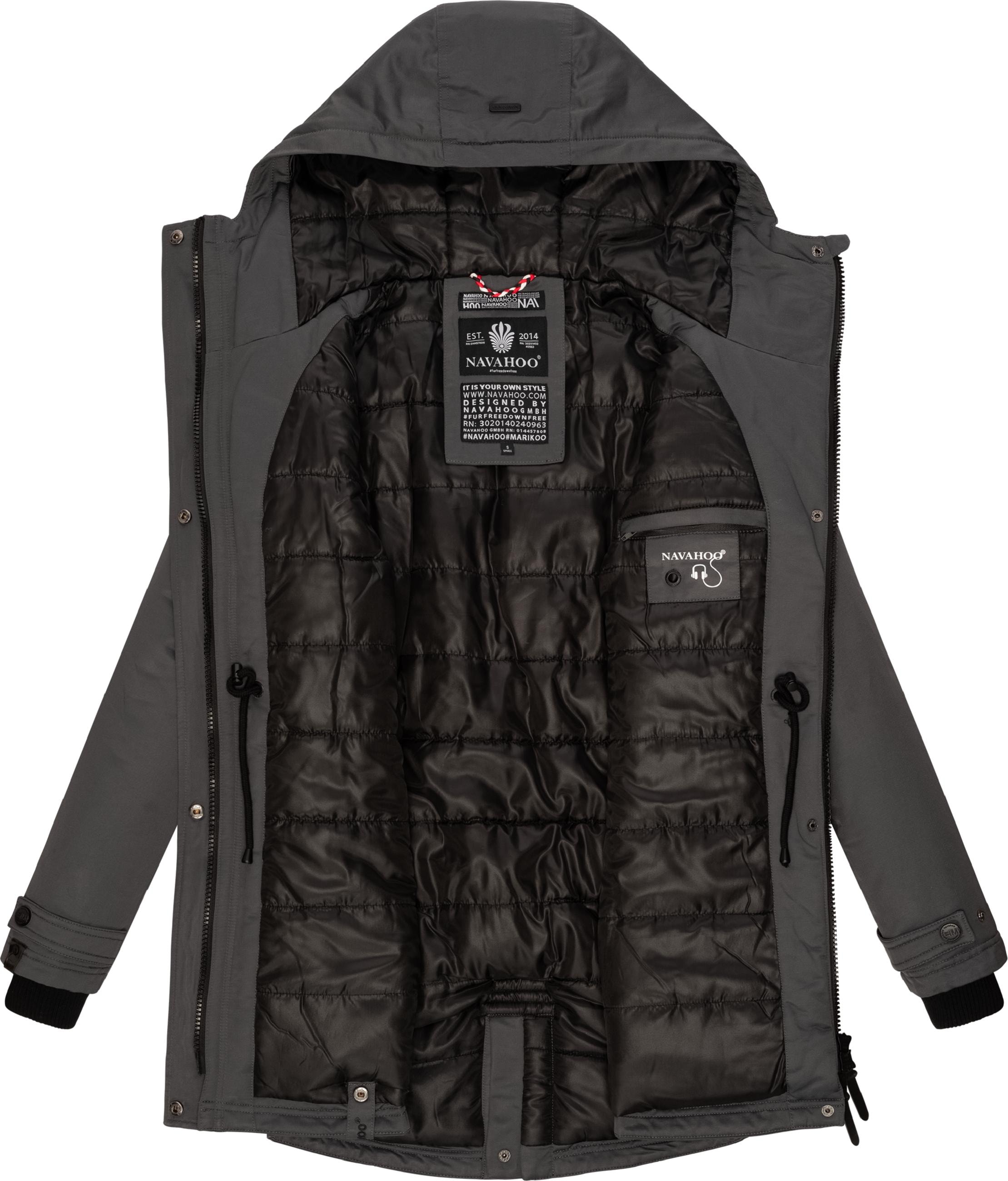 Navahoo Wintermantel »Wintermantel Avrille II«, sportlicher Damen Winter Kurzmantel mit großer Kapuze