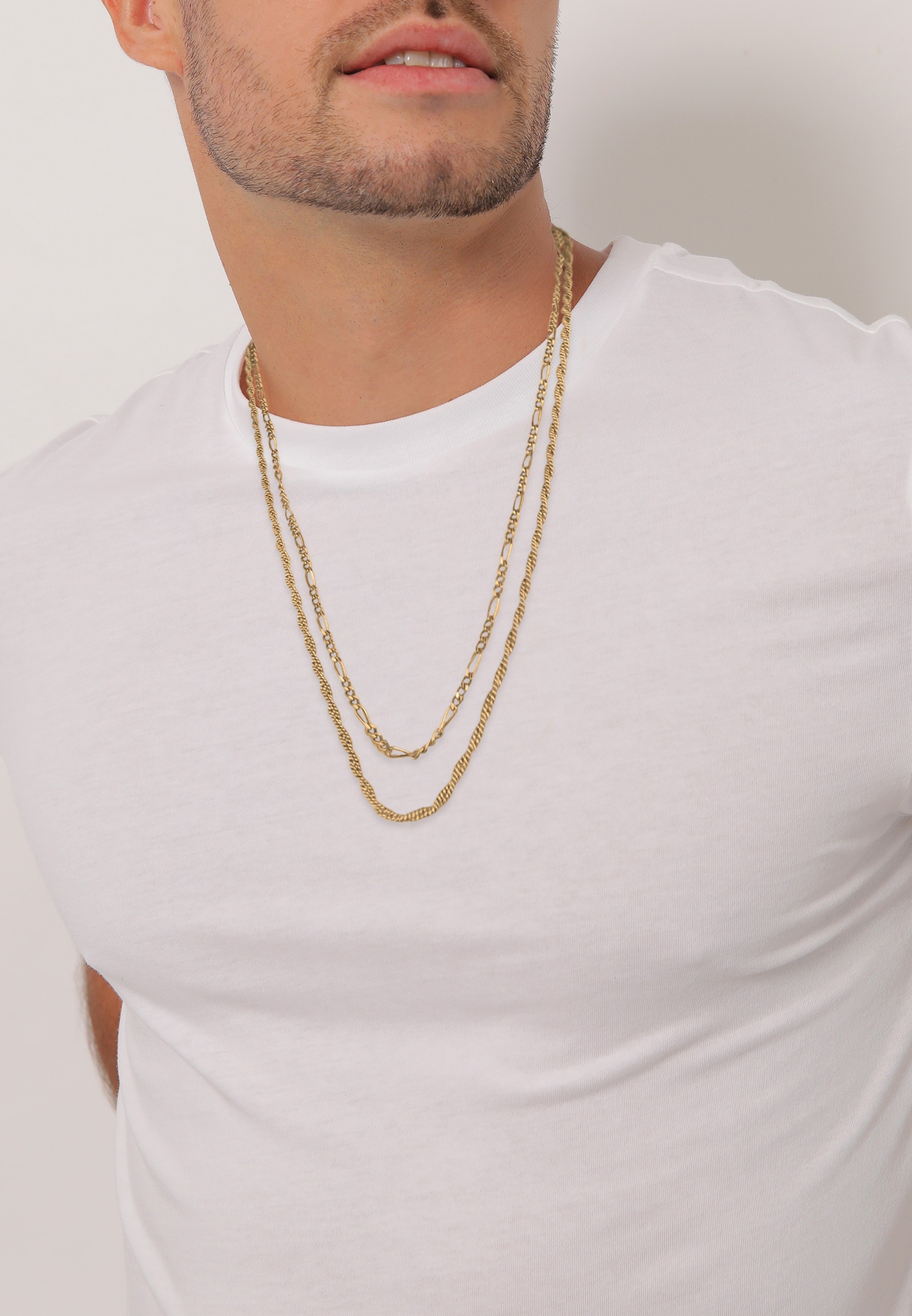 Kuzzoi Silberkette »Halskette Herren Kordel Figaro 2er Set 925 Silber«