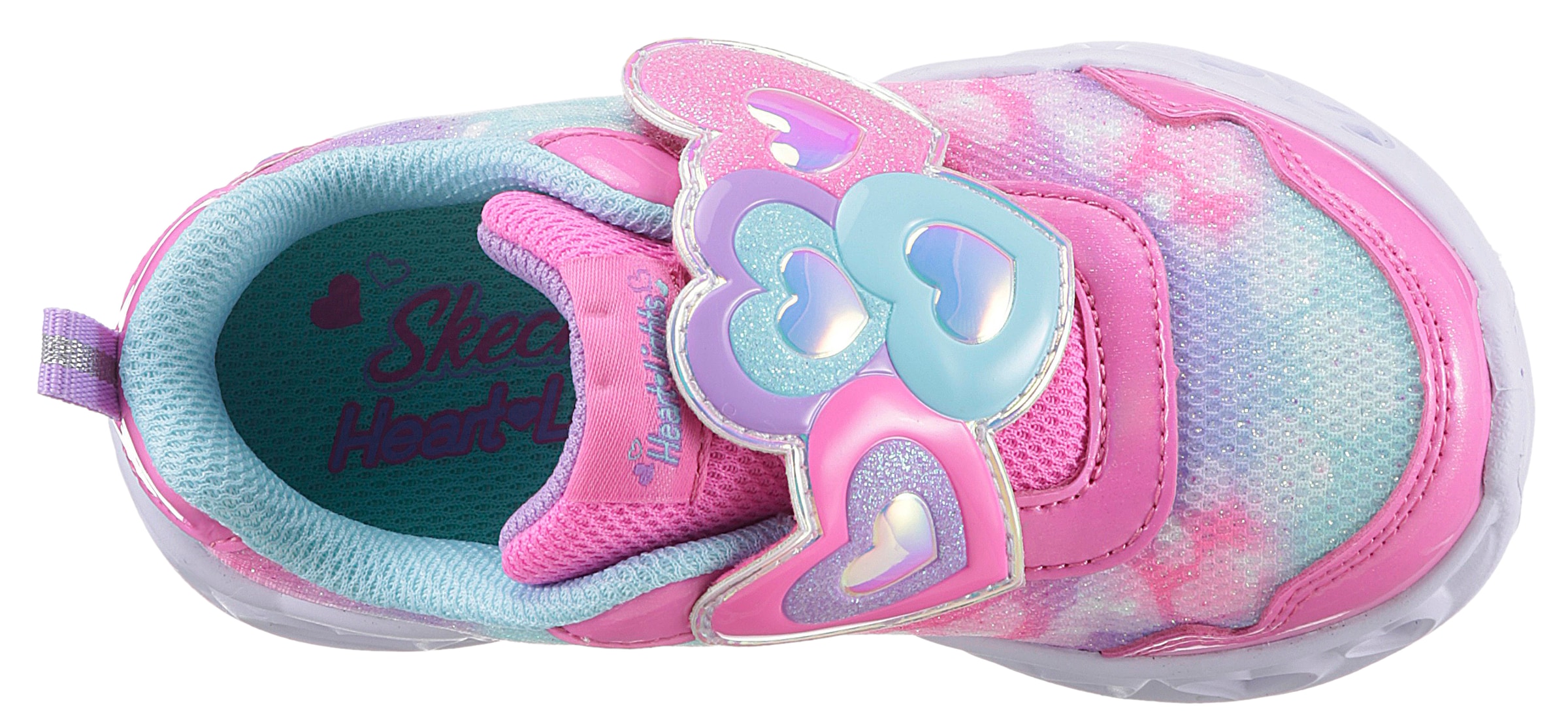 Skechers Kids Lauflernschuh »Blinkschuh HEART LIGHTS - LOVIN REFLECTION«, Blink,-Klettschuh mit Herz-Applikation, Größenschablone zum Download