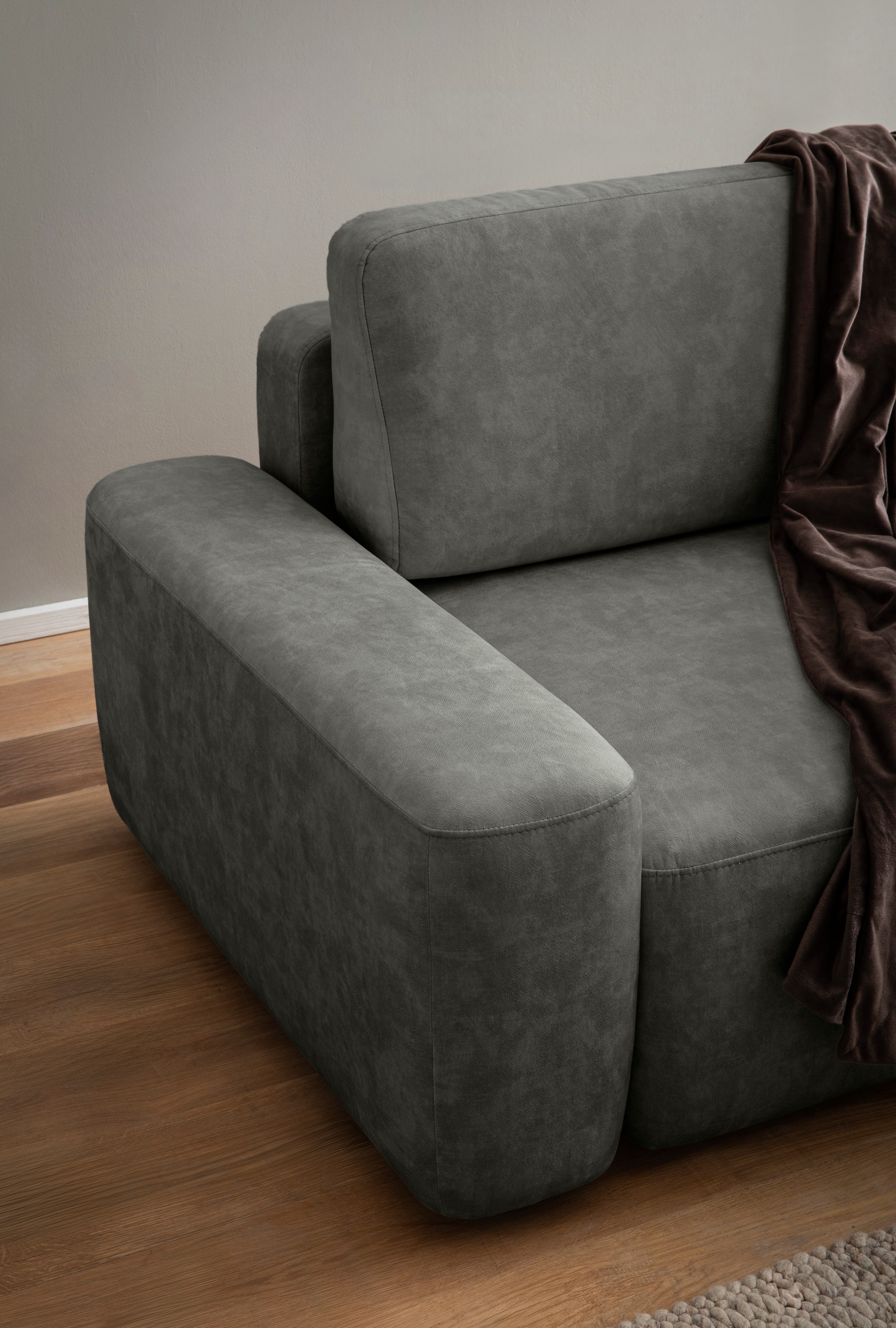 INOSIGN Ecksofa »TORGE (264cm), Schlafsofa in Cord, Samtvelours o Struktur fein, L-Form«, Schlaffunktion, Bettkasten, Liegefläche: 125/210 cm