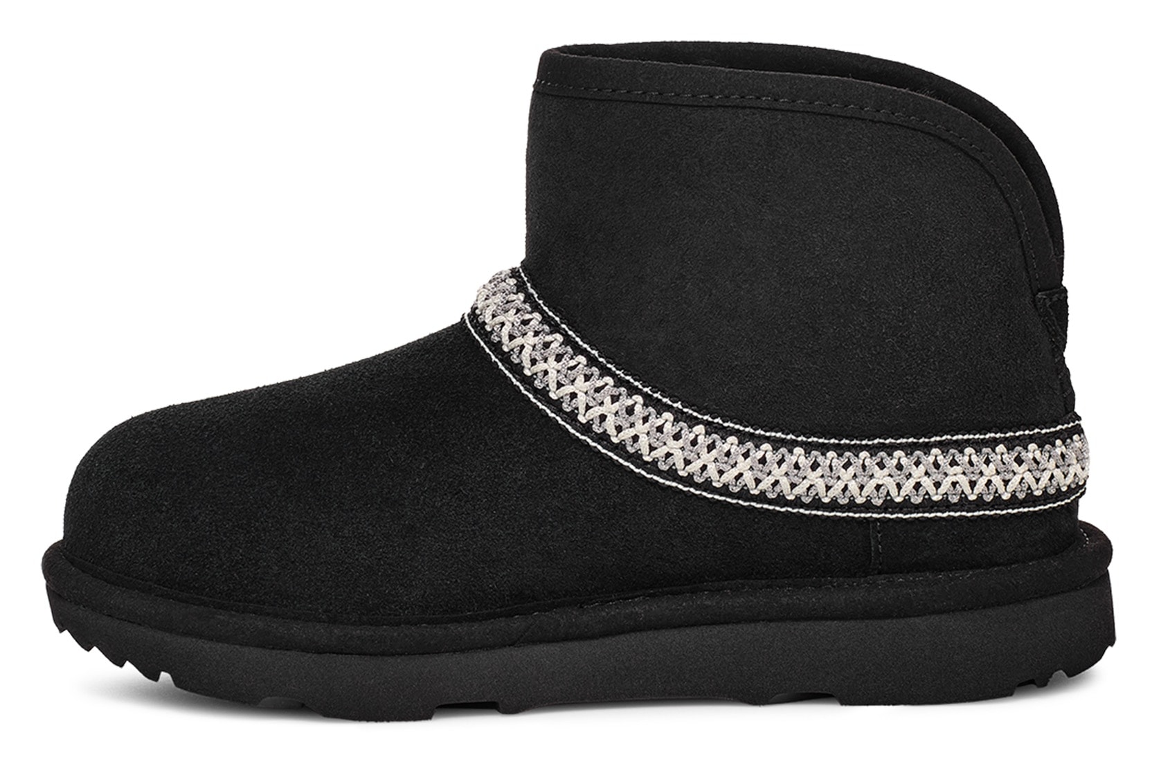 UGG Schlupfboots »CLASSIC MINI CRESCENT«, Schlupfstiefel, Hüttenschuh, Winterschuh mit Lammfellkragen