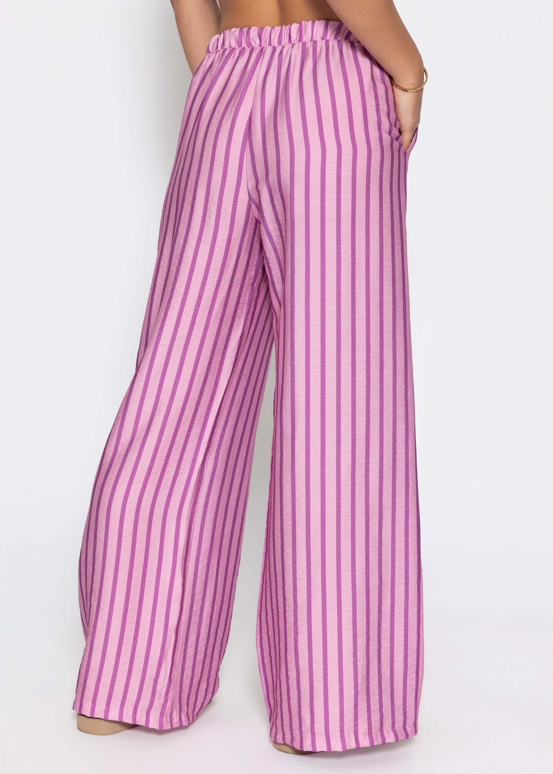 SASSYCLASSY Stoffhose »Gestreifte Hose«  Weit geschnittene Stoffhose mit elastischem Bund und Eingriffstaschen