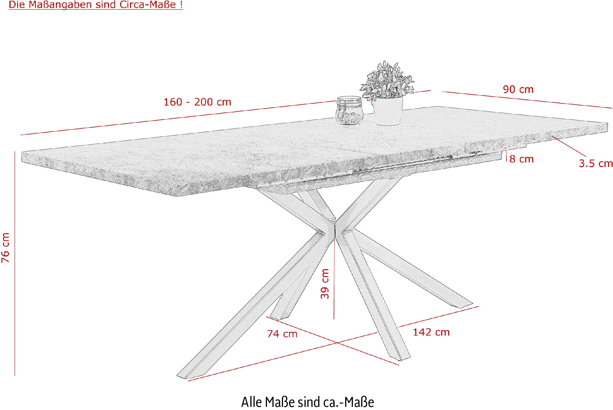 HELA Esstisch, ausziehbar 160-200 cm