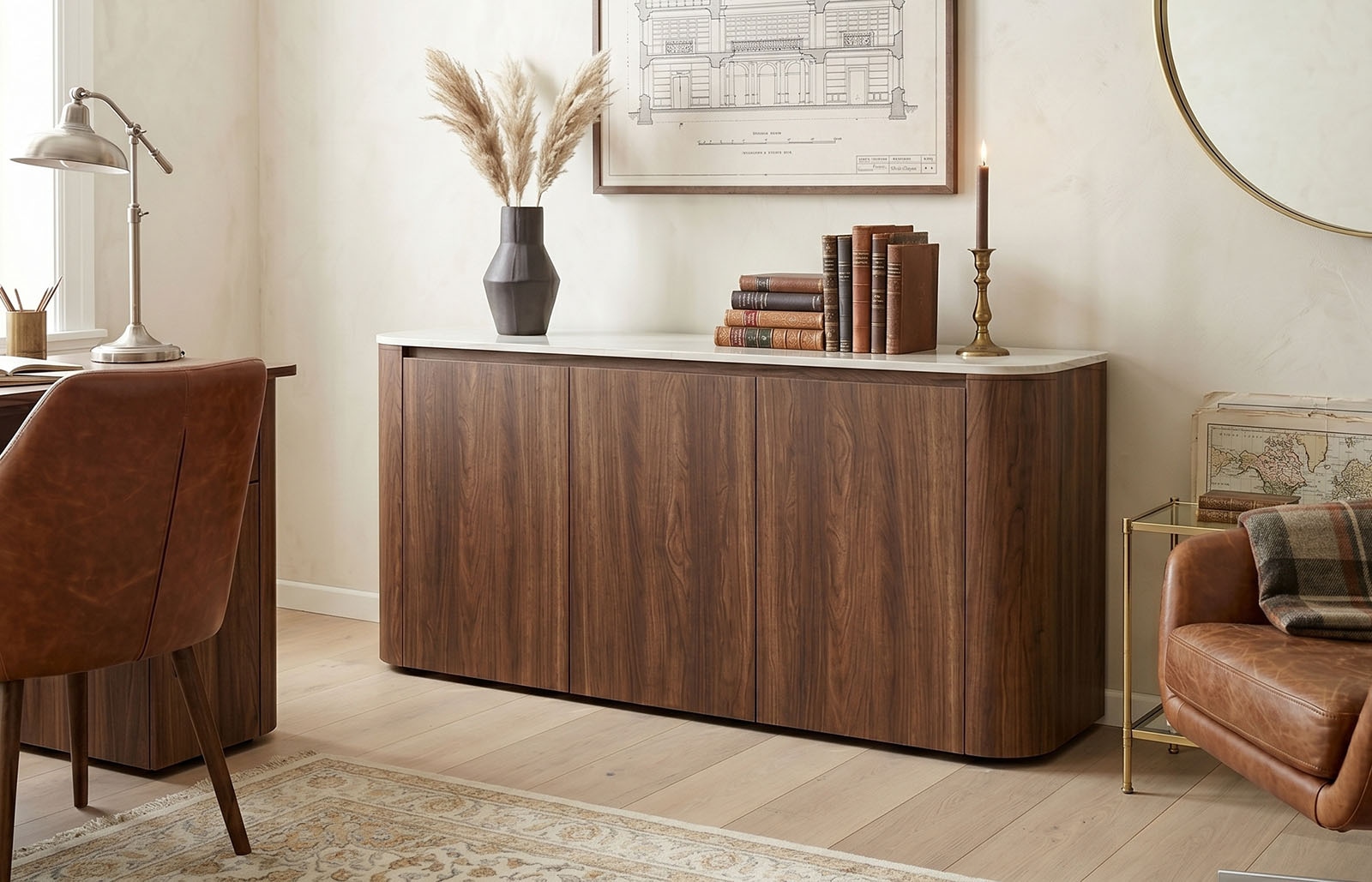Jahnke Sideboard »TRESOR SB 150« Sideboard, Marmor Look, grifflose Optik, 3 Türen, Breite:150 cm