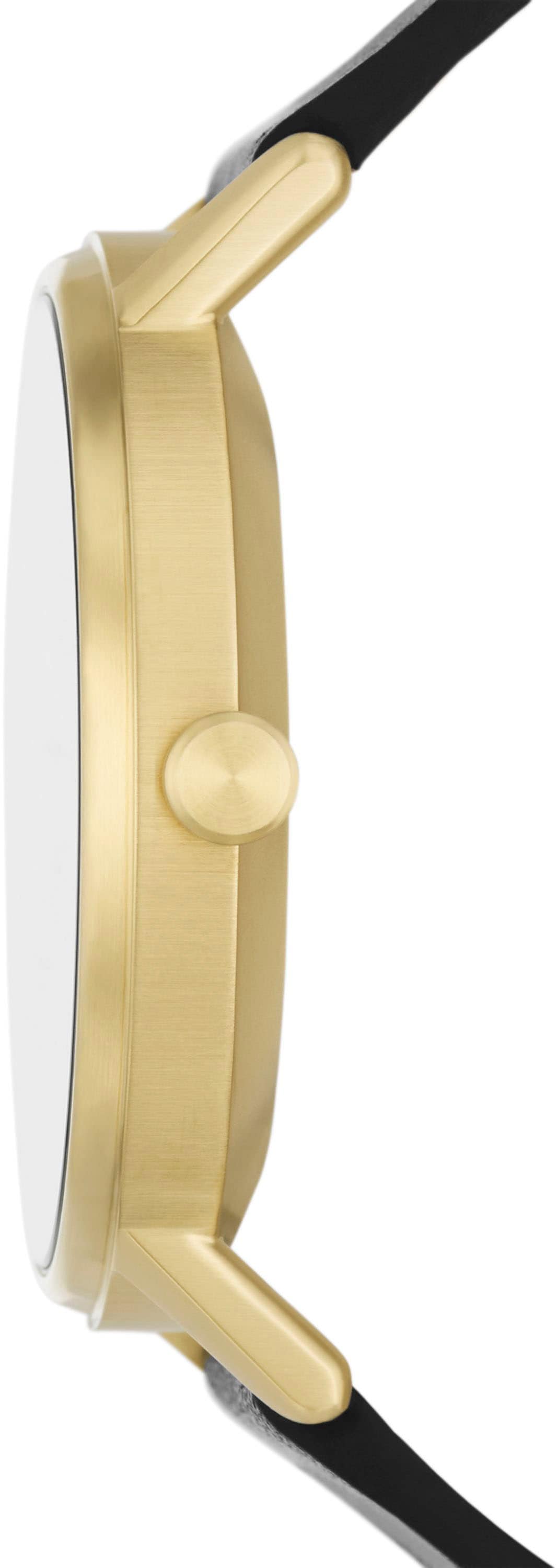Skagen Quarzuhr »KUPPEL«, Armbanduhr, Herrenuhr, analog, dezentrale Sekunde, Lederarmband