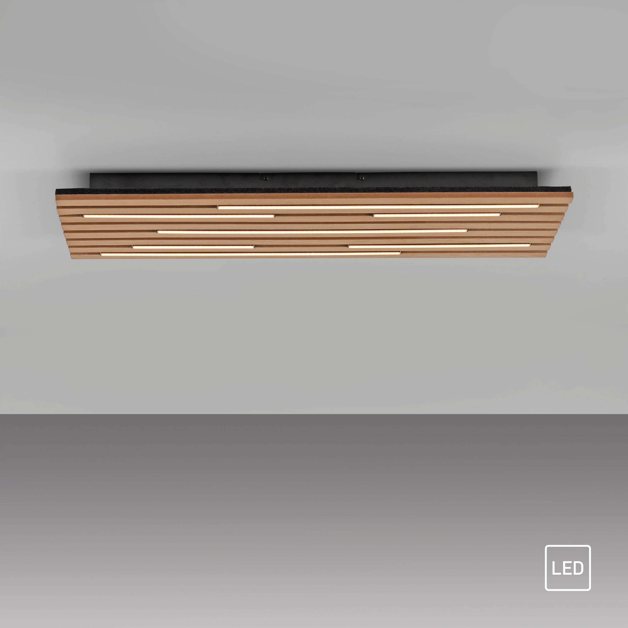 andas Deckenleuchte »Unnestad Akustikpaneele«, 1 flammig, Leuchtmittel LED-Board | LED fest integriert, schwarze LED Diffuser, Holz, Akustik, Paneele, 3000K - 80 x 30 cm