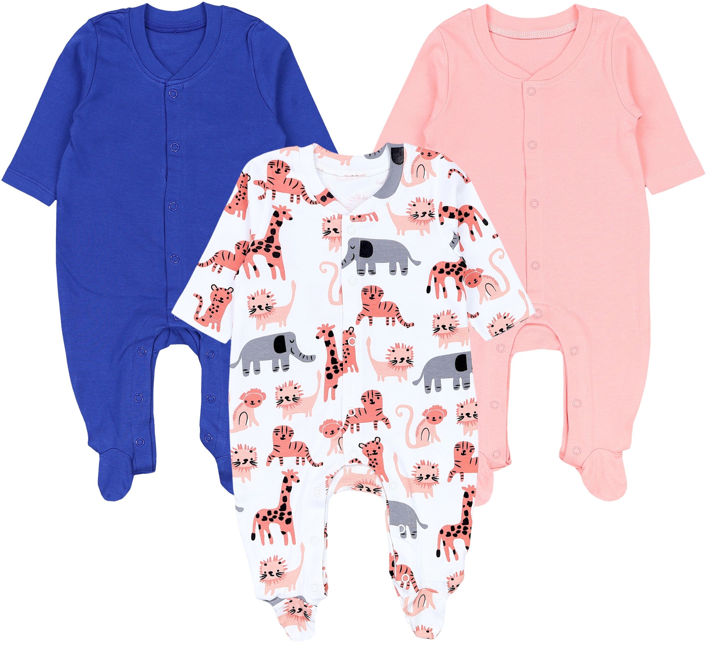 TupTam Strampler »Schlafstrampler Baby Mädchen Schlafstrampler mit Fuß 3er Pack«