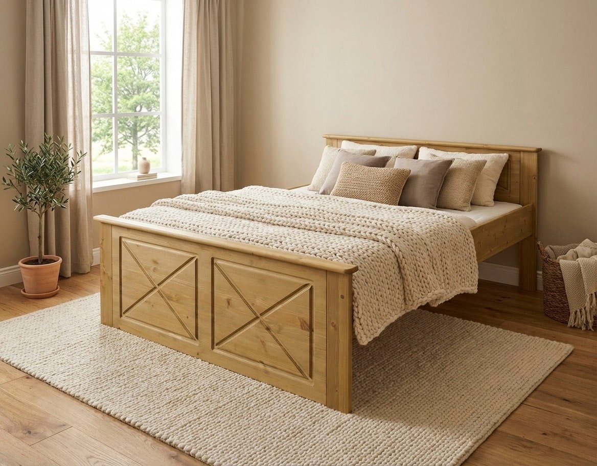 OTTO home Bett »Hugo« B/T/H: 153/208/84 cm,  aus massiver Kiefer, ohne Lattenrost,140x200 cm, Bettkasten optional