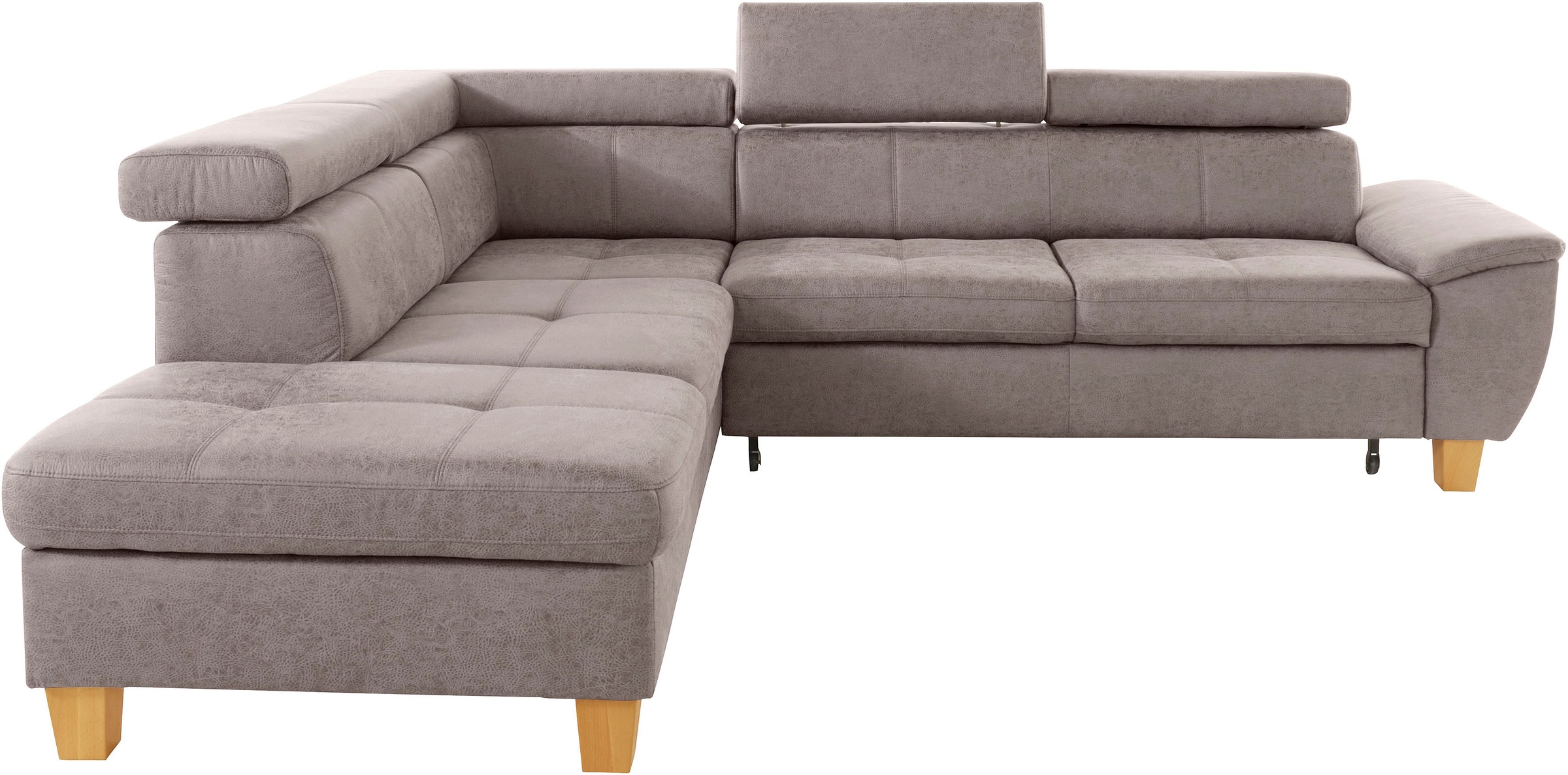 exxpo - sofa fashion Ecksofa »Enya, aufwendige Detailverarbeitung, hoher Sitzkomfort, bequem, L-Form«, mit Kopfteilverstellung, wahlweise Bettfunktion u. Bettkasten