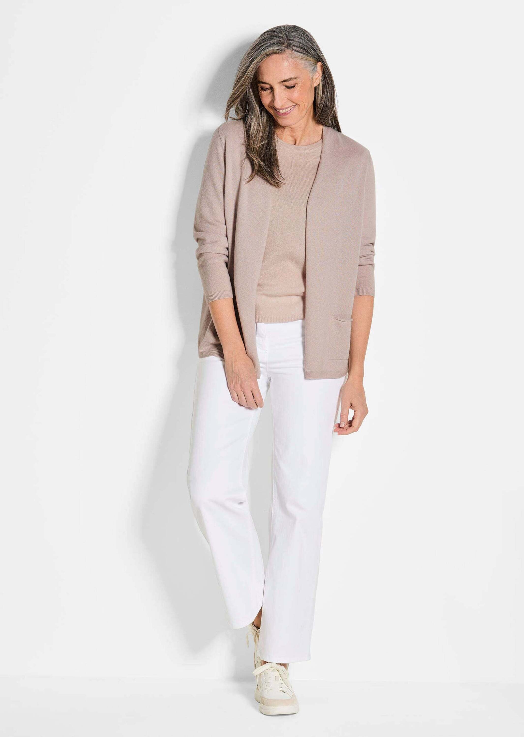 GOLDNER Strickjacke »Kurzgröße Cardigan in langer offener Form«