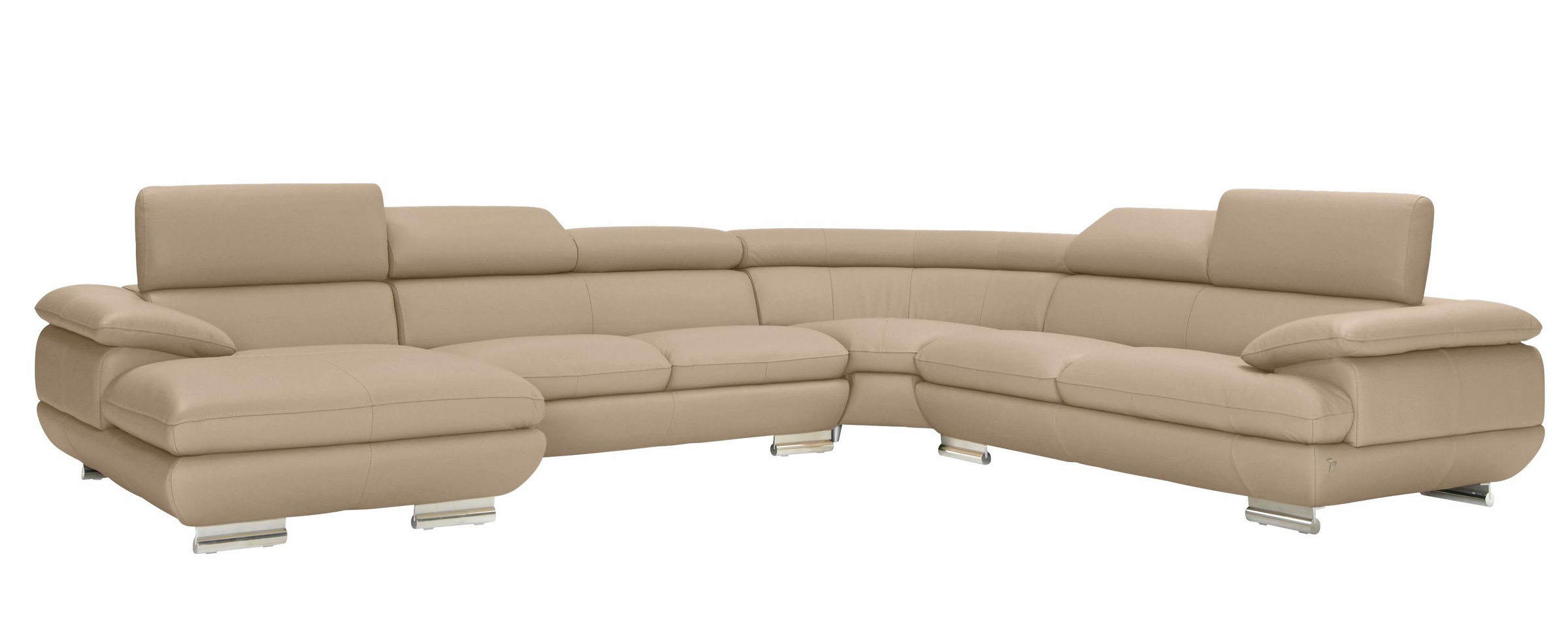 CALIA ITALIA Wohnlandschaft »Magic, italienisches Sofa zum Träumen, erstklassiger Sitzkomfort«, verstellbaren Kopfstützen zum Relaxen, in 2 Lederqualitäten, U-Form