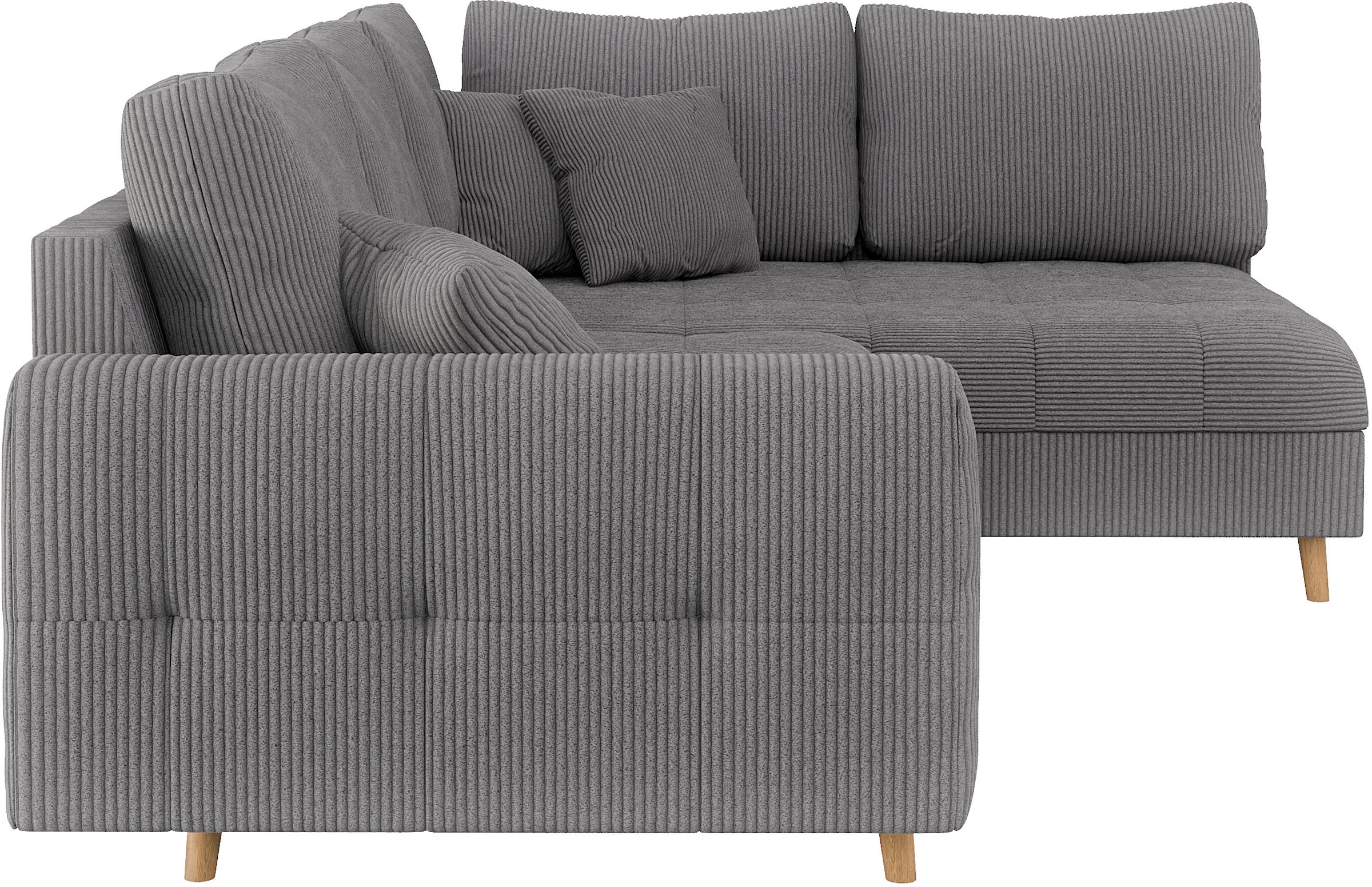 Home affaire Ecksofa »CHARRE L-Form mit Ottomane, Maße B/T/H: 231/161/81 cm«, feine Steppung, lose Rücken- und Zierkissen, auch in Cord und Bouclé