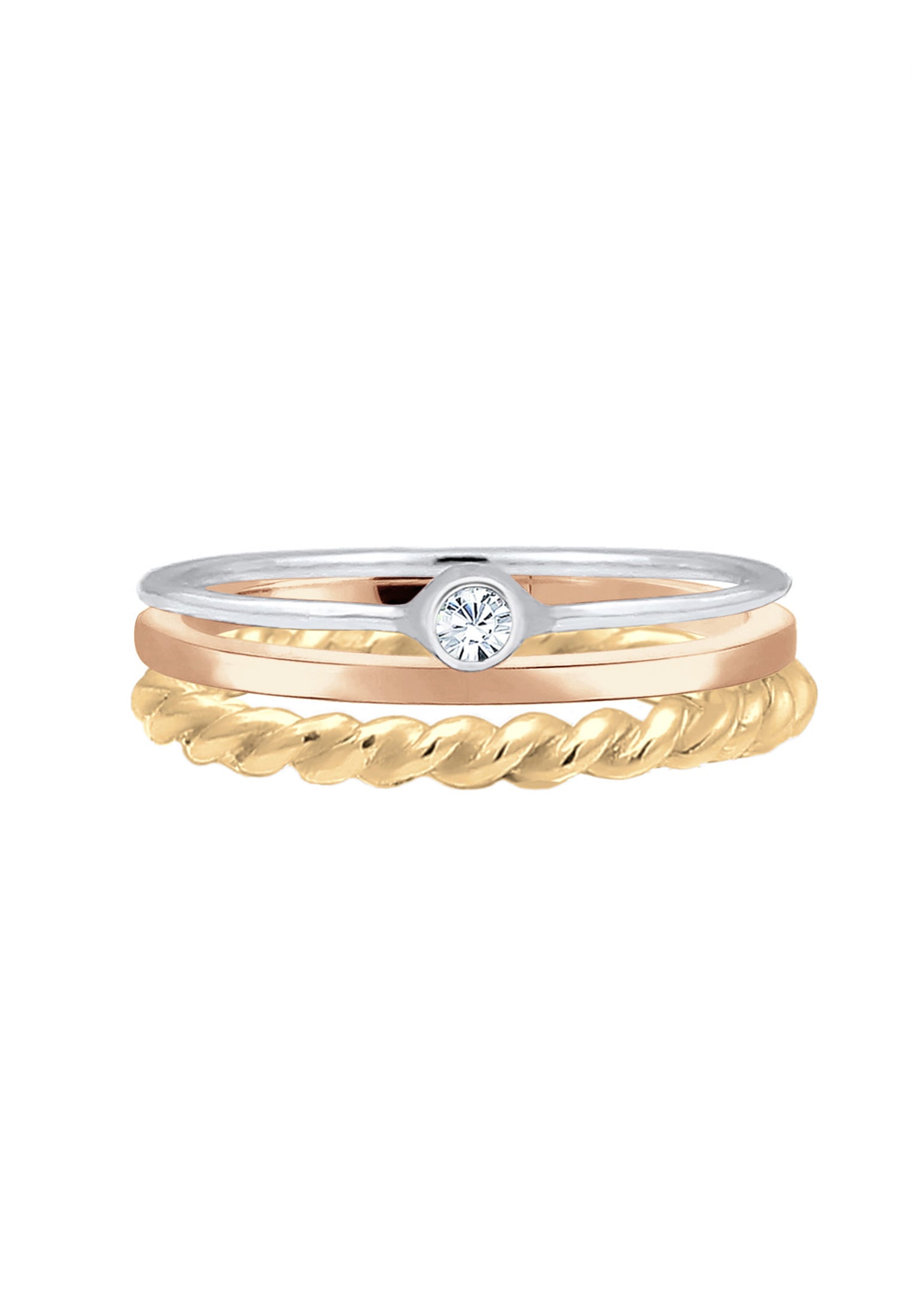 Elli Ring-Set »Ring Ring-Set mit Kristalle 925 Silber«