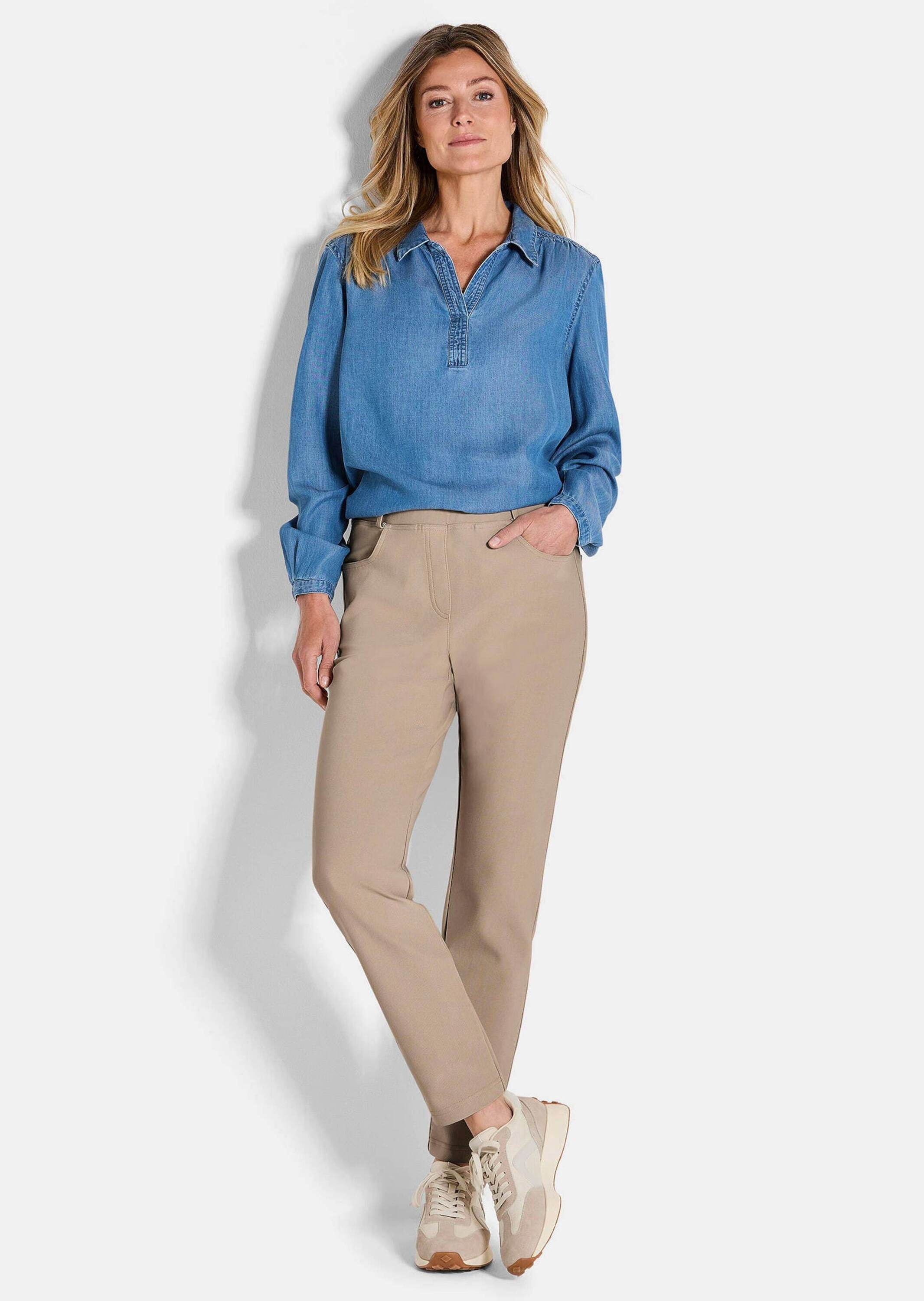 GOLDNER Chinohose »Hose LOUISA in feiner Köperstruktur«