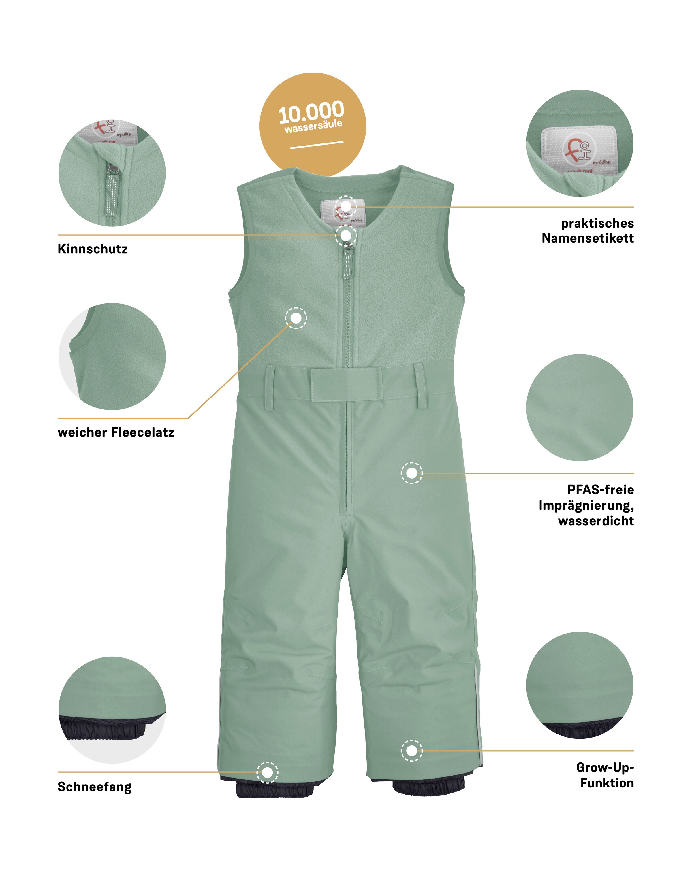 first instinct by killtec Skihose »FISW 34 MNS SKI PNTS«  Wasserdichte, wärmende Latzhose mit Schneefang und Grow-Up-Funktion