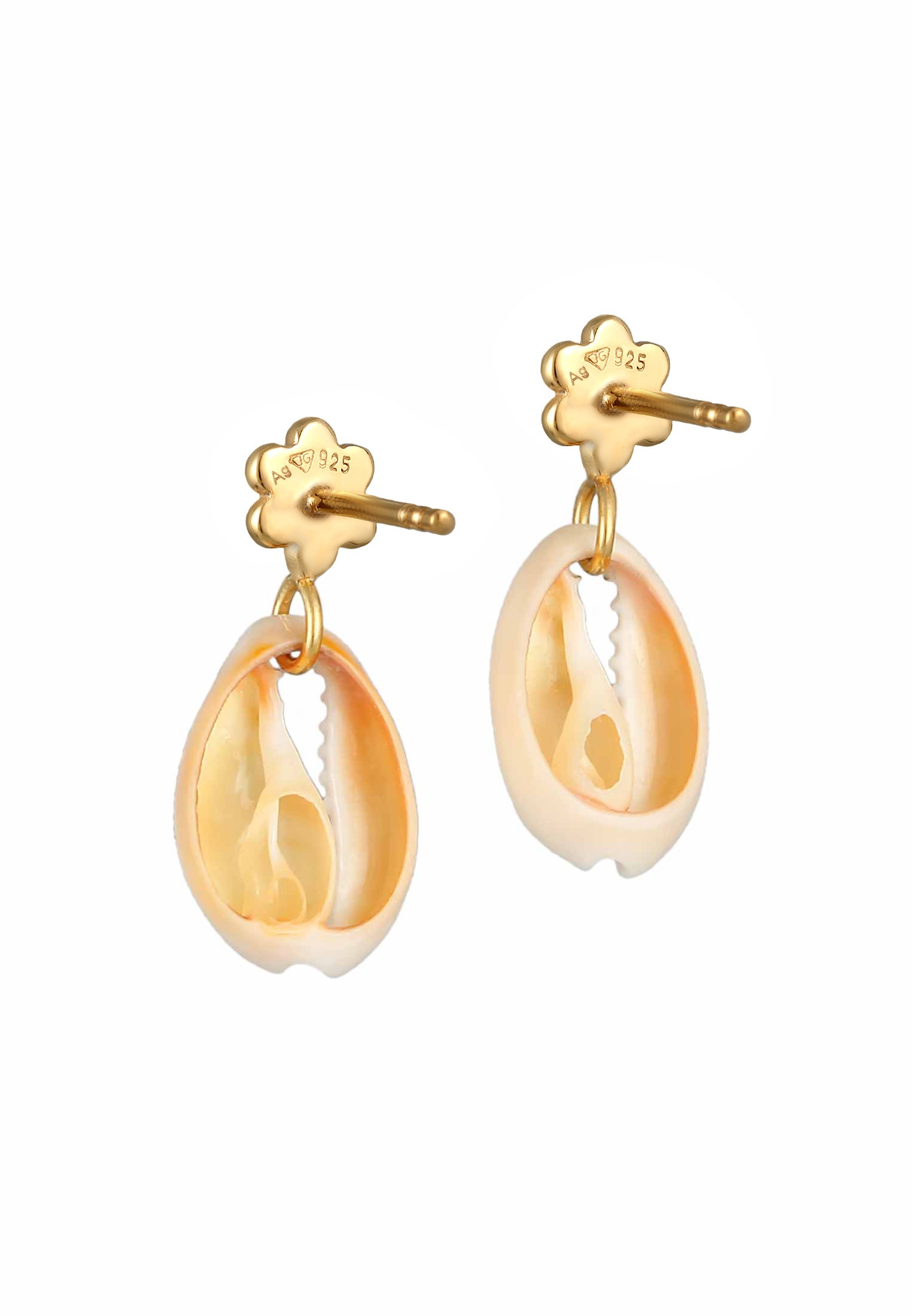 Elli Ohrring und Ketten Set »Schmuckset Kauri Muschel Blumen Bead 925er Silber«