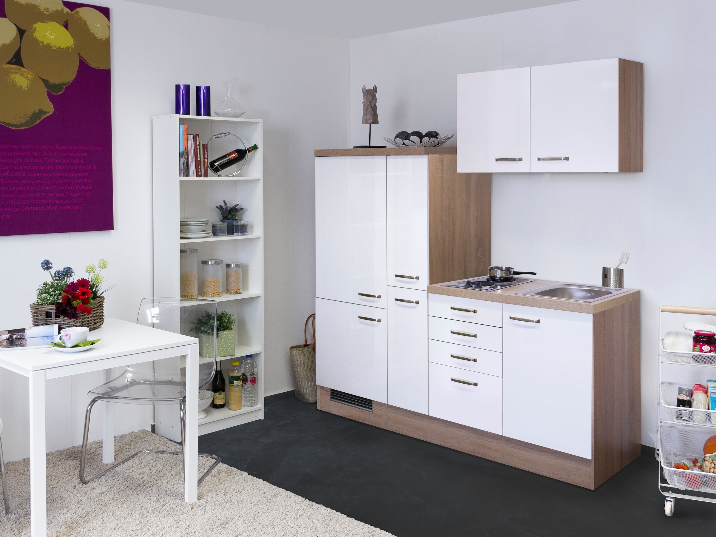 Flex-Well Küche »Florenz«, cm, Gesamtbreite etc. Einbau-Kühlschrank online bei OTTO mit mit 190 Apothekerschrank, kaufen