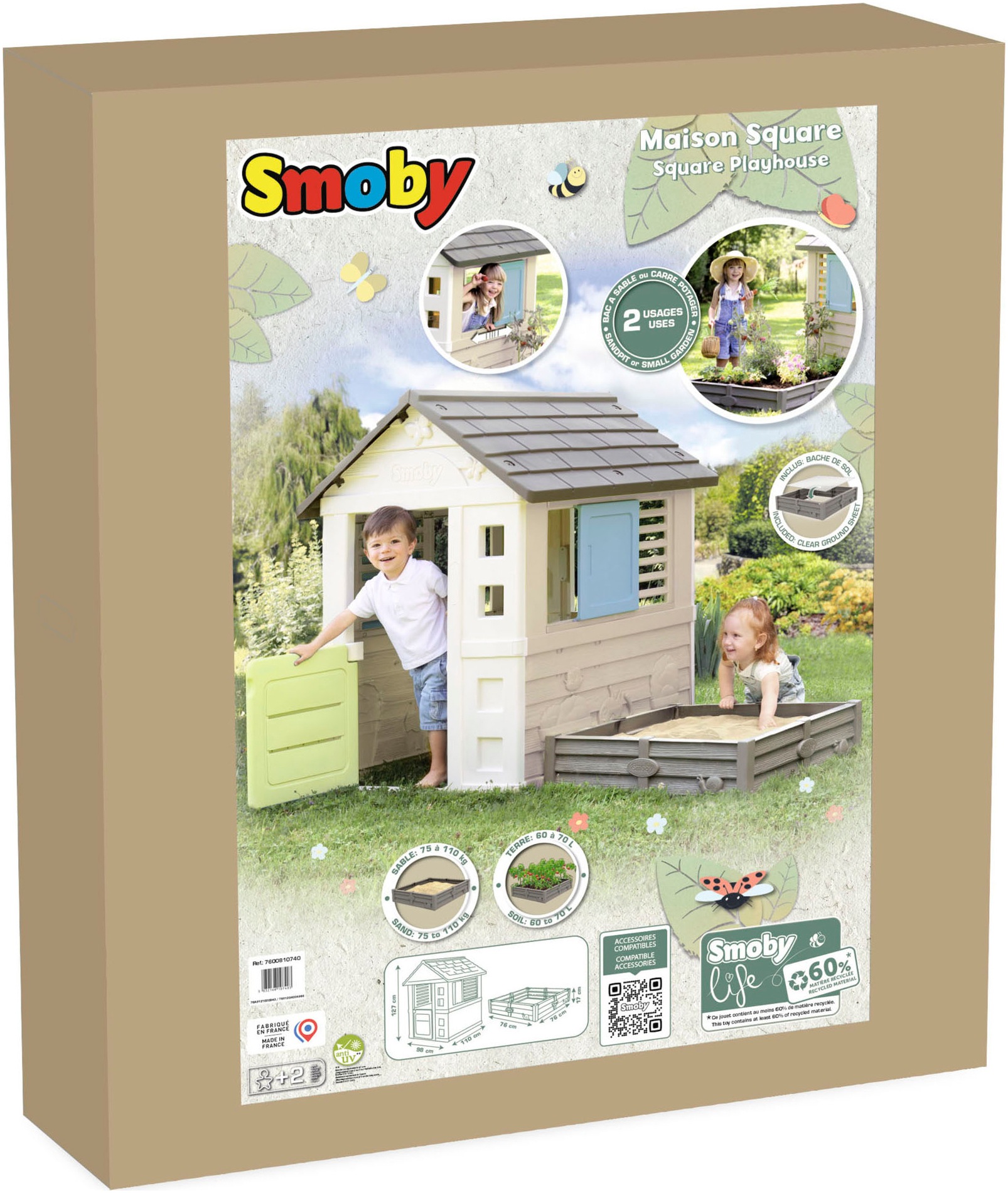 Smoby Spielhaus »Smoby Life, Square + Sandkasten«, Made in Europe