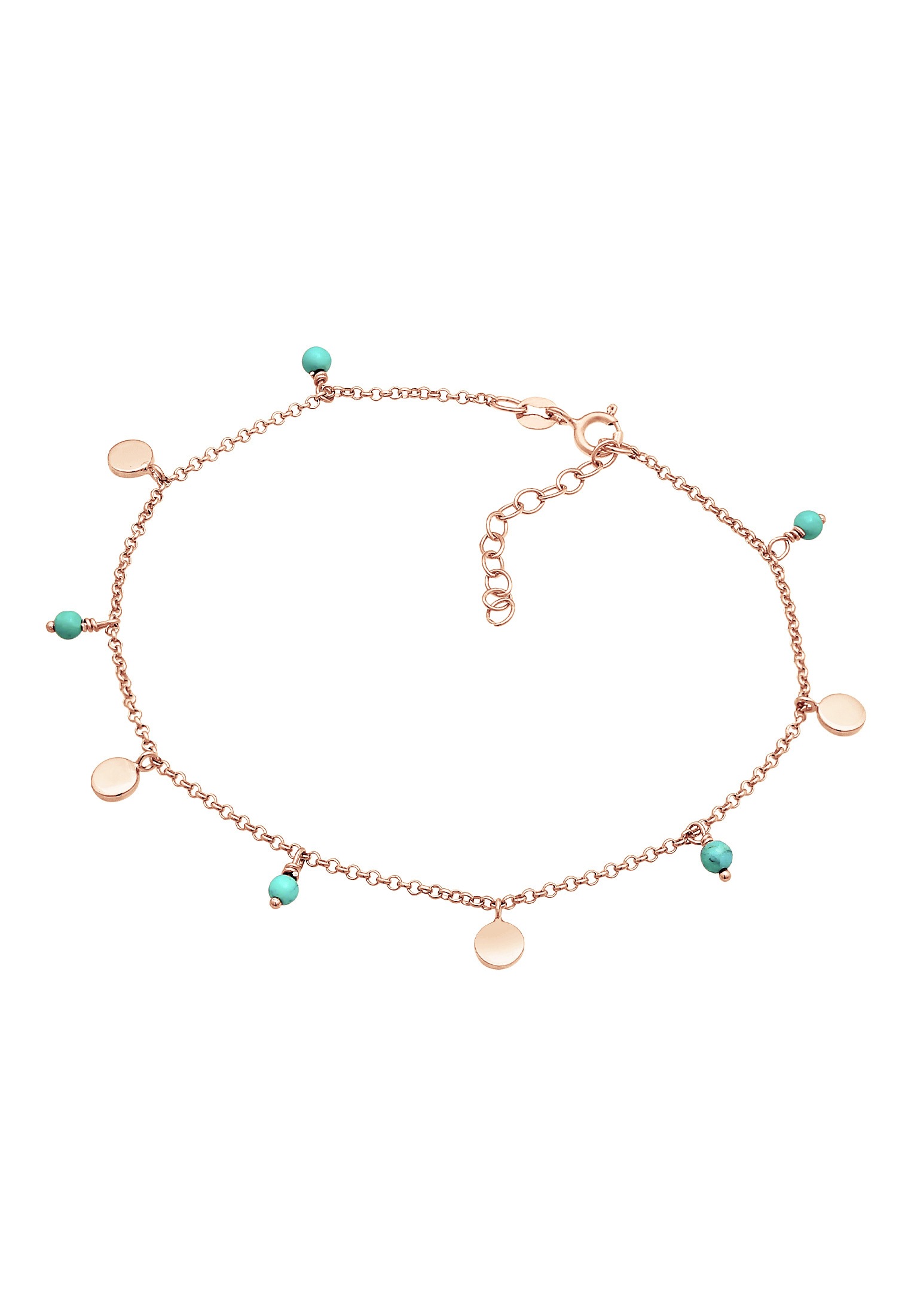 Elli Fußkette »Fußschmuck Erbskette Plättchen Howlith Türkis 925er Silber«