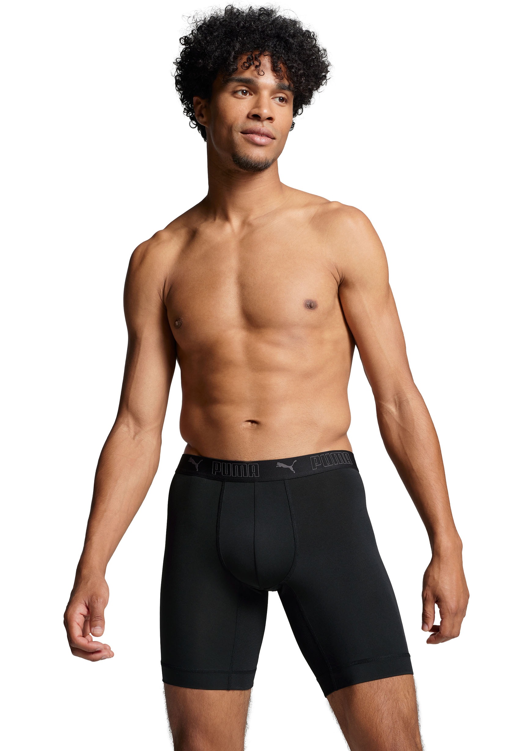 PUMA Boxershorts »PUMA MEN SPORT MICROFIBER LONG BOXERS 2P«, (Packung, 2er Pack), mit Logo-Bund