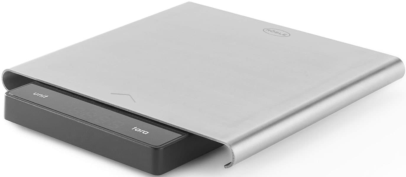 Rösle Küchenwaage mit Wiegefläche aus Edelstahl, LCD-Display, Tragkraft bis 5 kg in schwarz