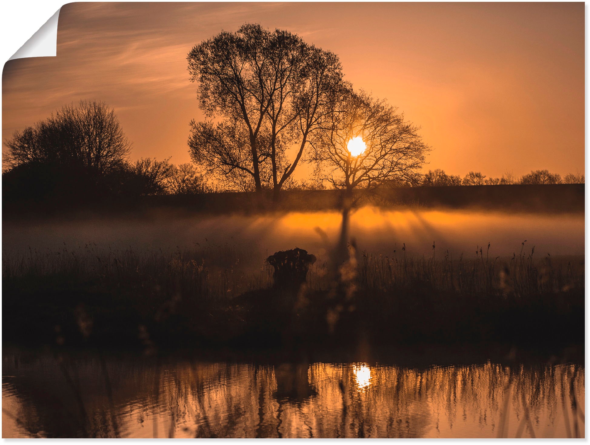 Artland Wandbild »Nebelstimmung am Elbe-Lübeck Kanal«, Sonnenaufgang & -untergang, (1 St.), in vielen Größen & Produktarten -Leinwandbild, Poster, Wandaufkleber / Wandtattoo auch für Badezimmer geeignet