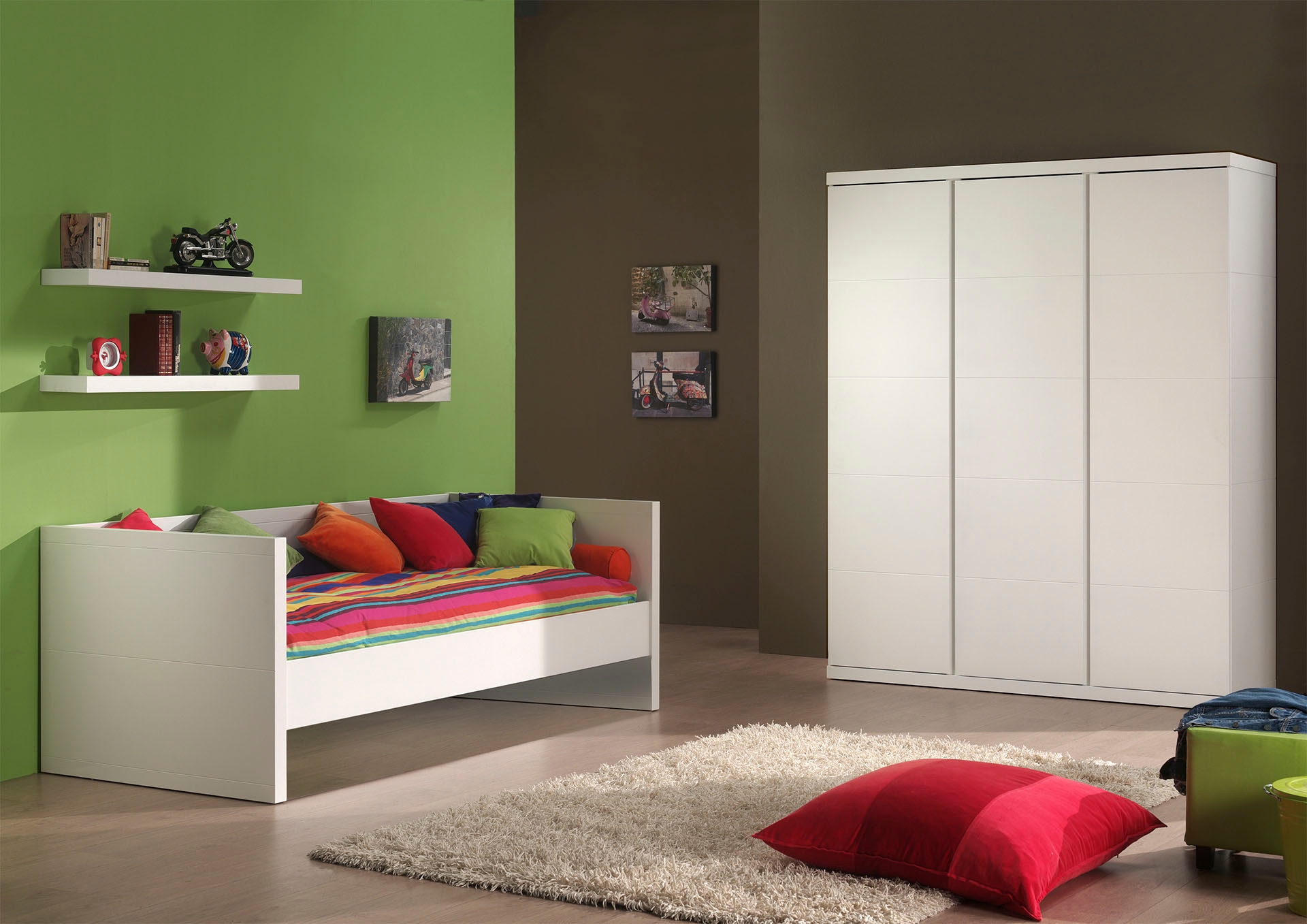 Vipack Einzelbett, (Made in Europe), mit gradliniger Optik und Liegefläche 90x200 cm, Weiß lackiert
