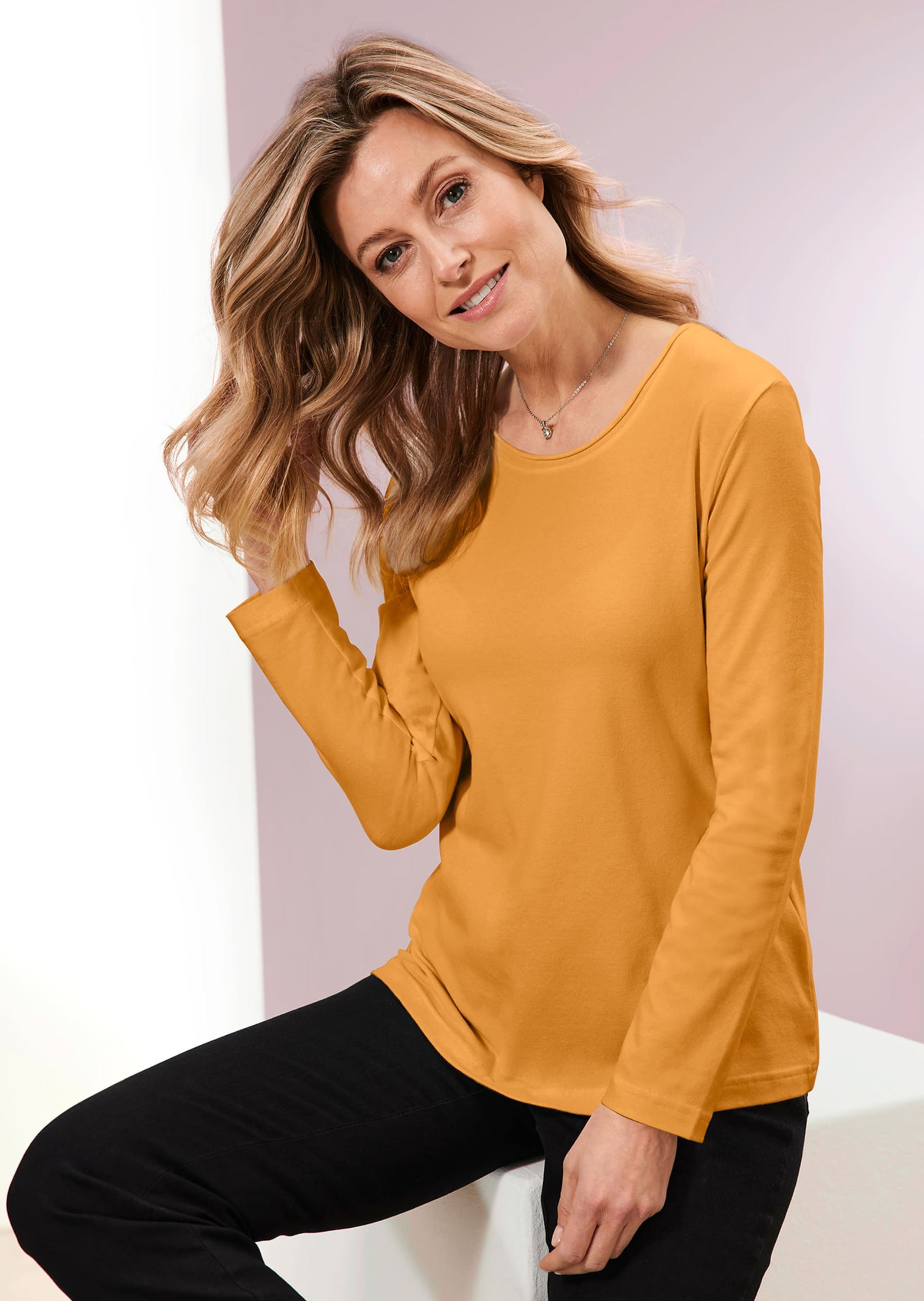 GOLDNER Longpullover »Stehkragenshirt mit Langarm«
