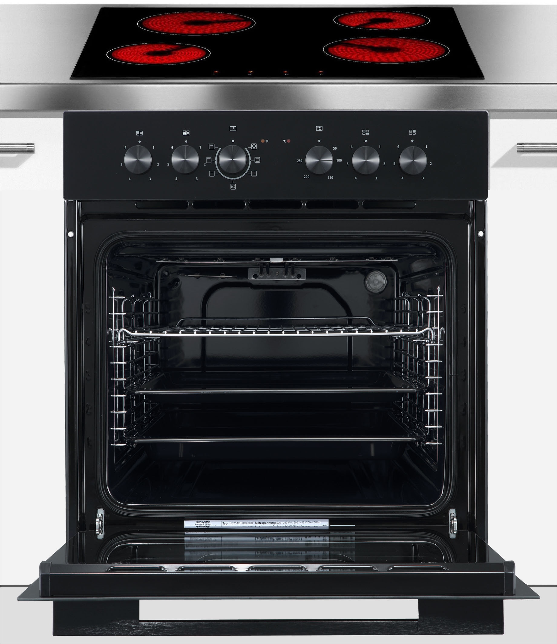 Hanseatic Elektro-Herd-Set »HB75AB+HC46CB« Dampfreinigungsfunktion erleichtert dir die Reinigung des Backofens