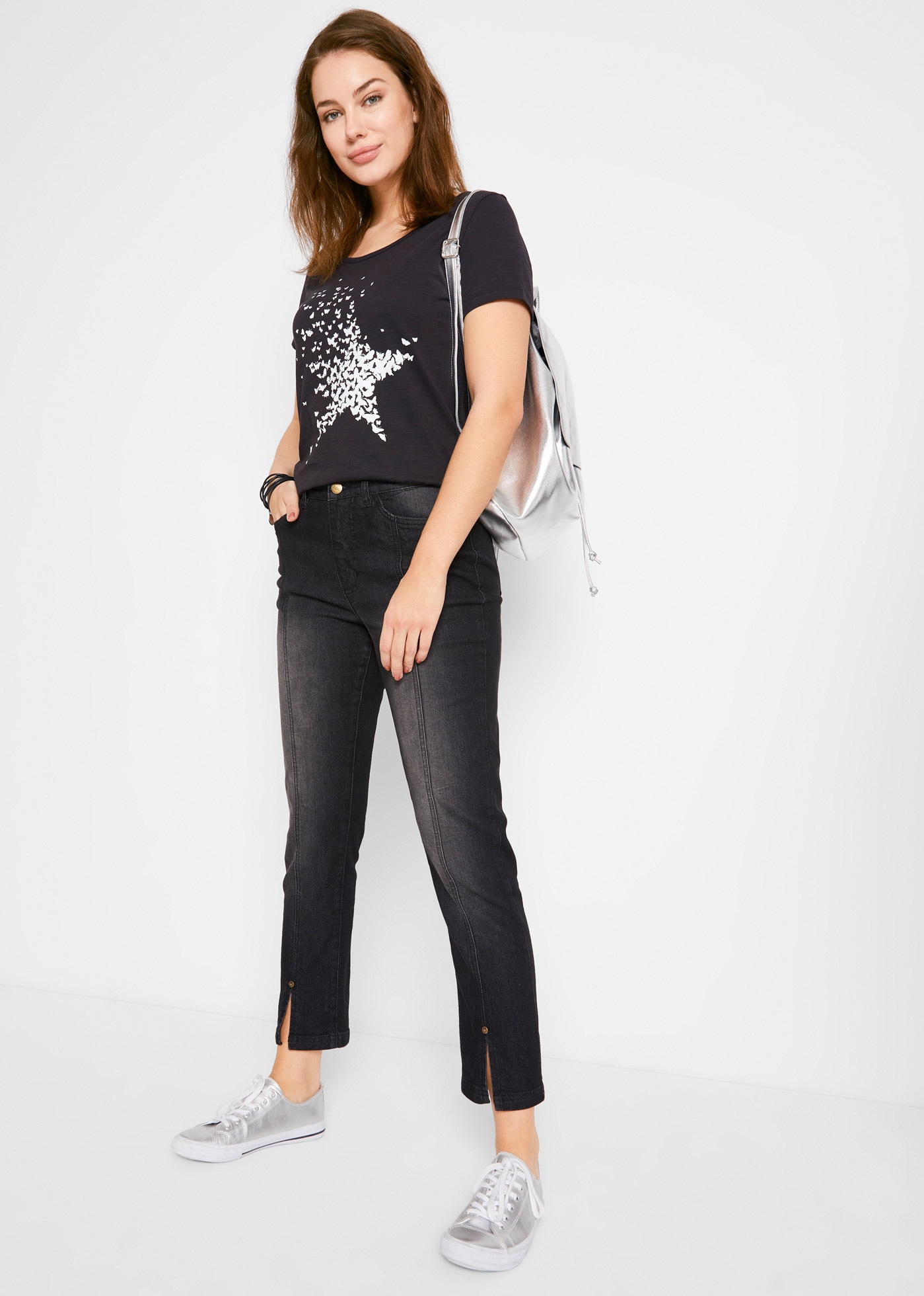 bonprix T-Shirt Flammgarn-Shirt aus Baumwolle, kurzarm