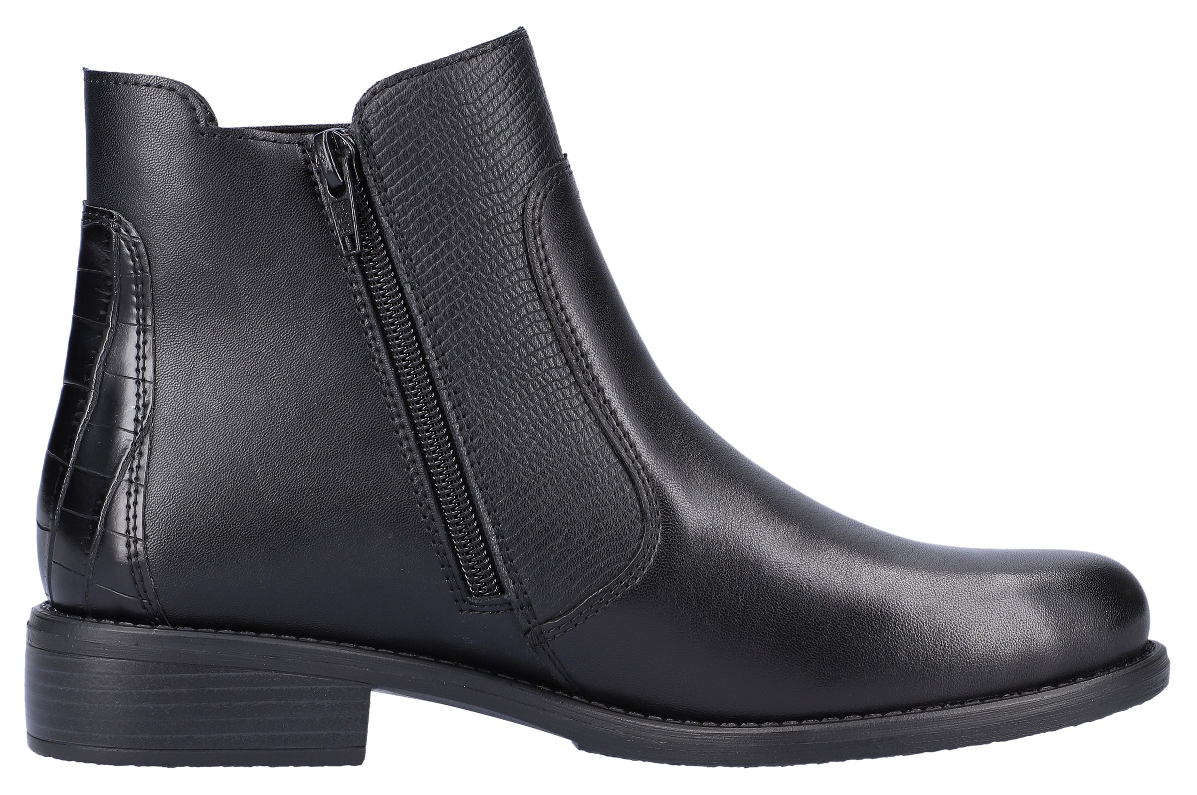 Remonte Chelseaboots, Blockabsatz, Stiefelette, Businesschuh, Besätze in Reptilienoptik