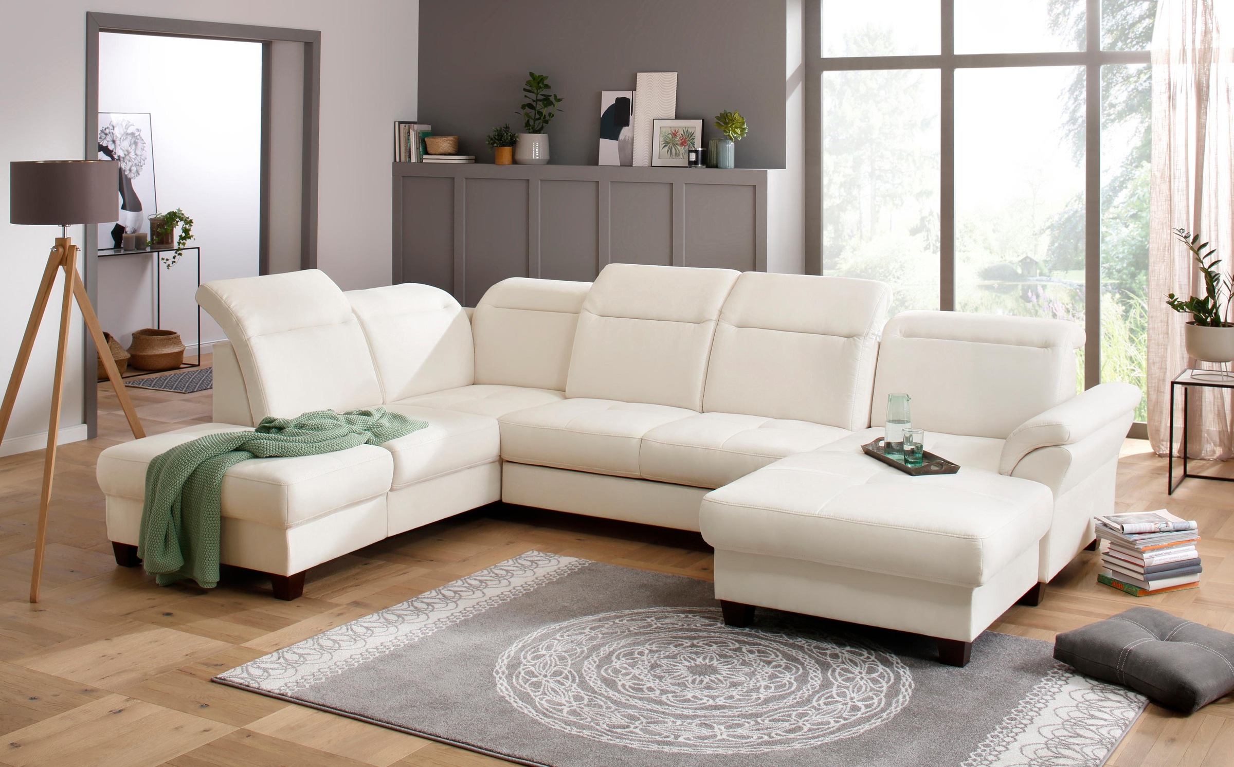 Home affaire Wohnlandschaft »Solvei U-Form« Sitztiefenverstellung und Federkern, wahlweise  Kopfteilverstellung