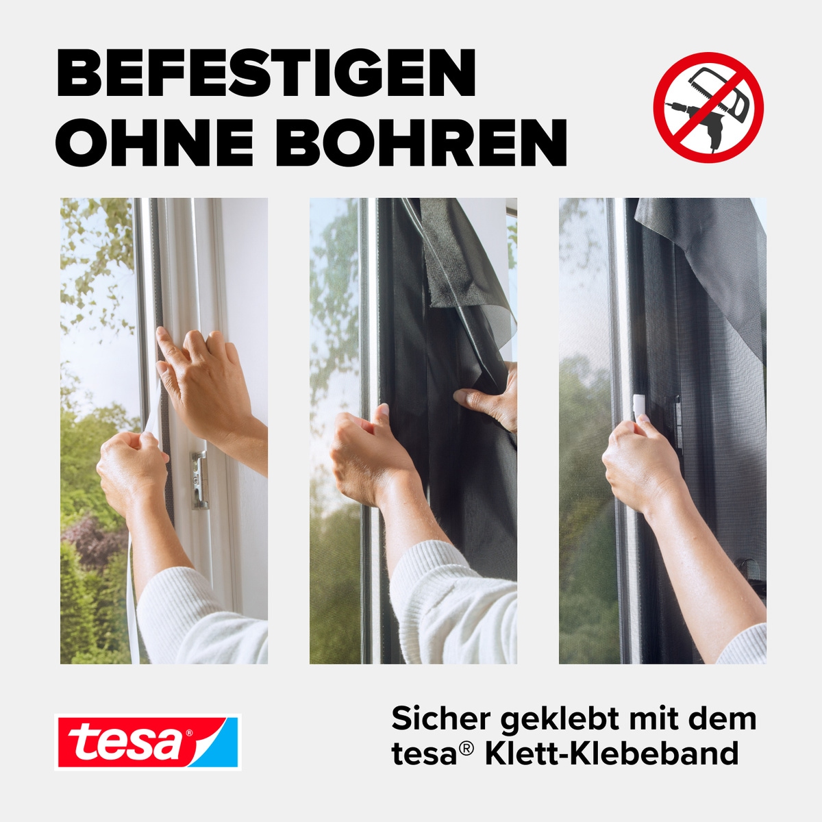 tesa Insektenschutz-Fensterrahmen »Pollenschutzgitter für Fenster - 1,2m x 2,4m«, Pollenschutzgitter - ohne Bohren- zuschneidbar -anthrazit