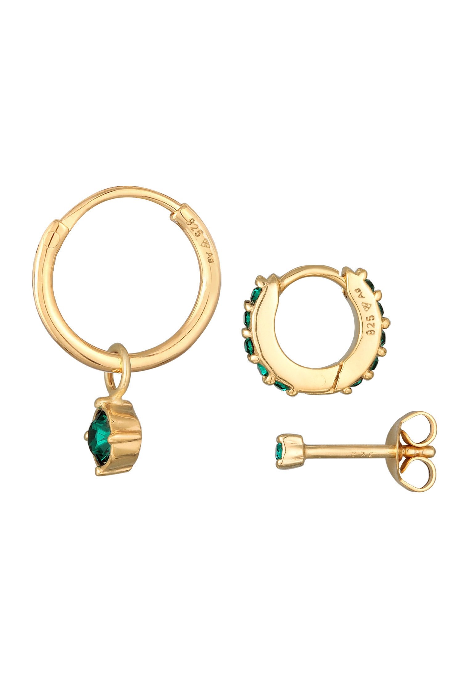 Elli Ohrstecker-Set »Ohrringe Kristall Stecker Creole Set 925 Silber«