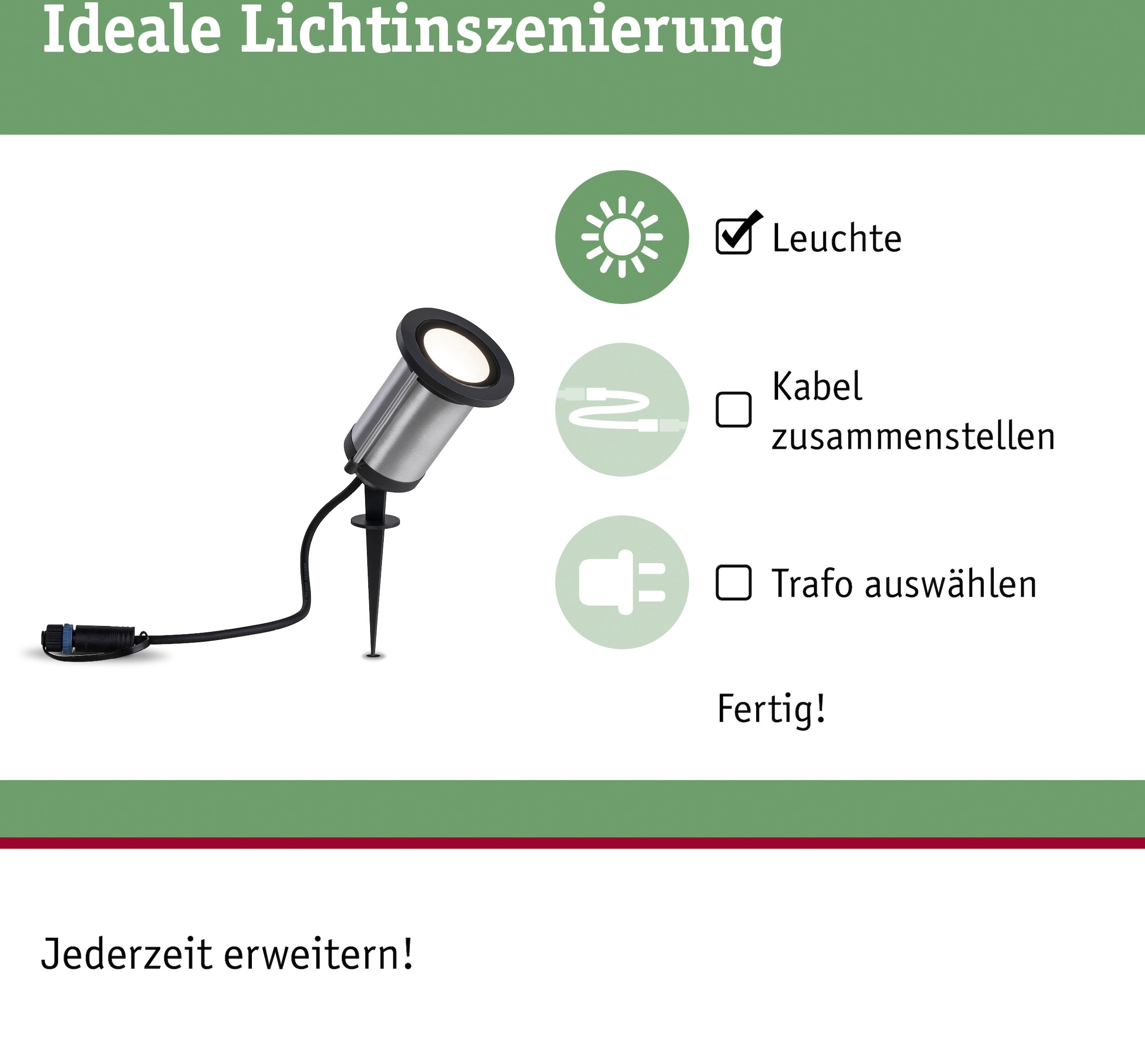 Paulmann LED Gartenstrahler »Plug & Shine«, 1 flammig, Leuchtmittel LED-Modul | LED fest integriert, LED-Modul, 3000K 24V IP65 Anthrazit